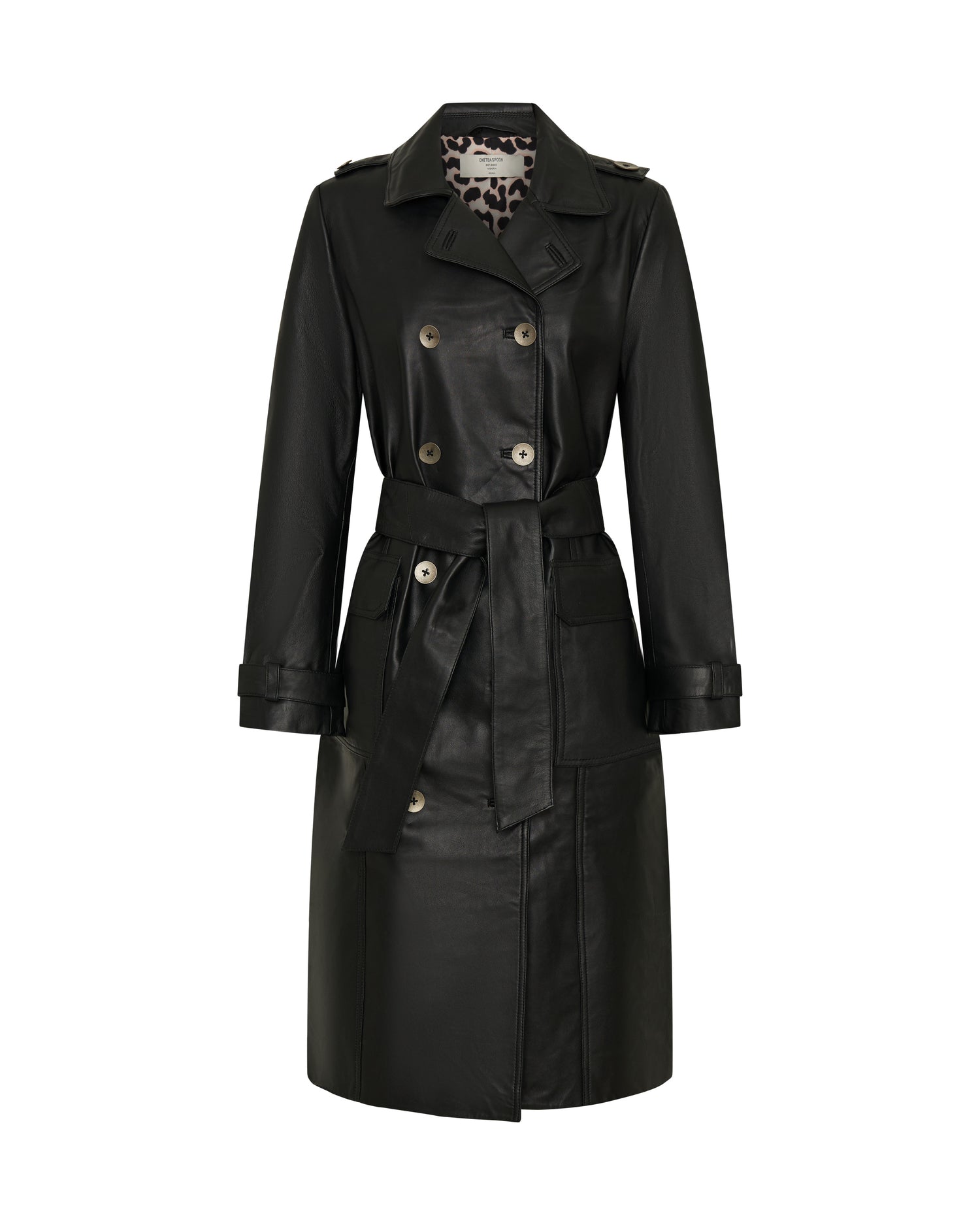 Women's Clothing Supermodel Leather Trench Coat - Black