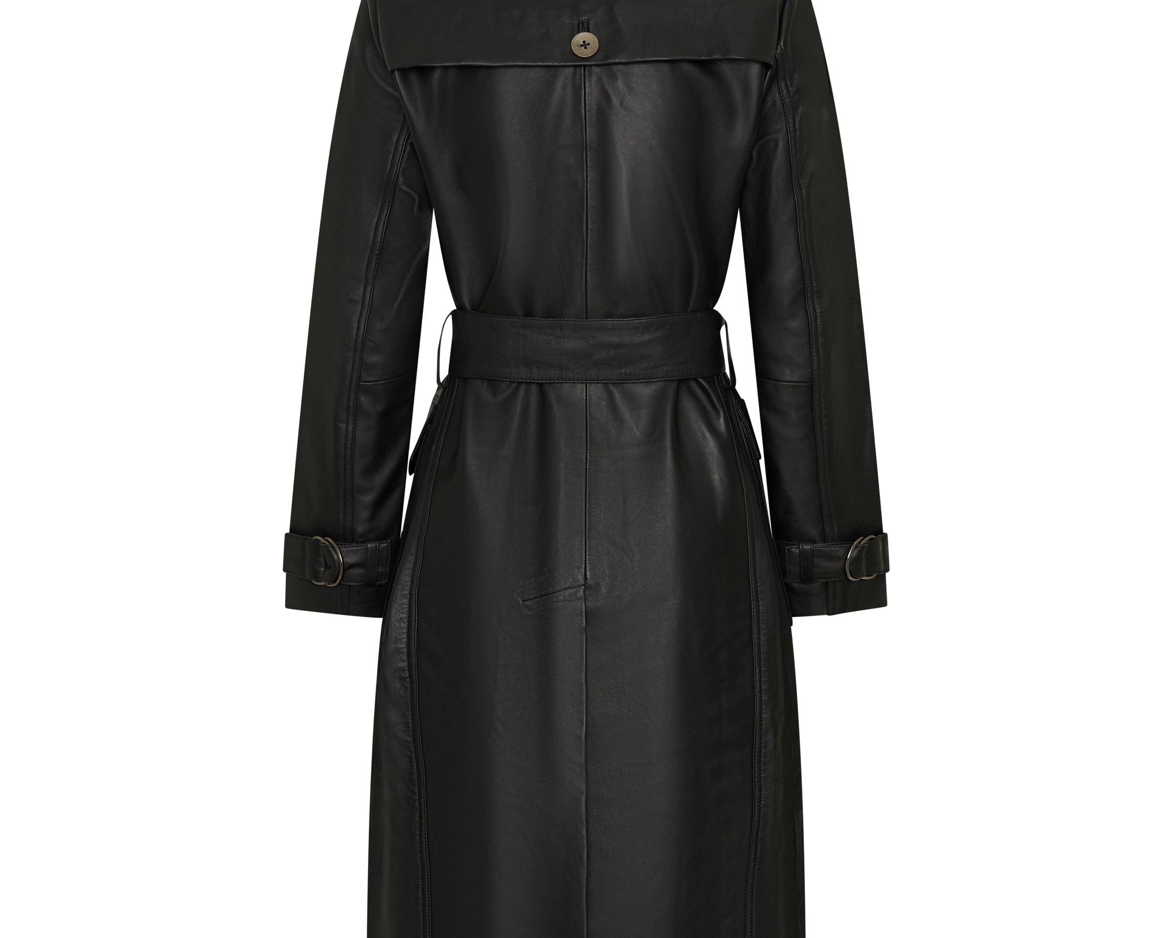 Supermodel Leather Trench Coat - Black