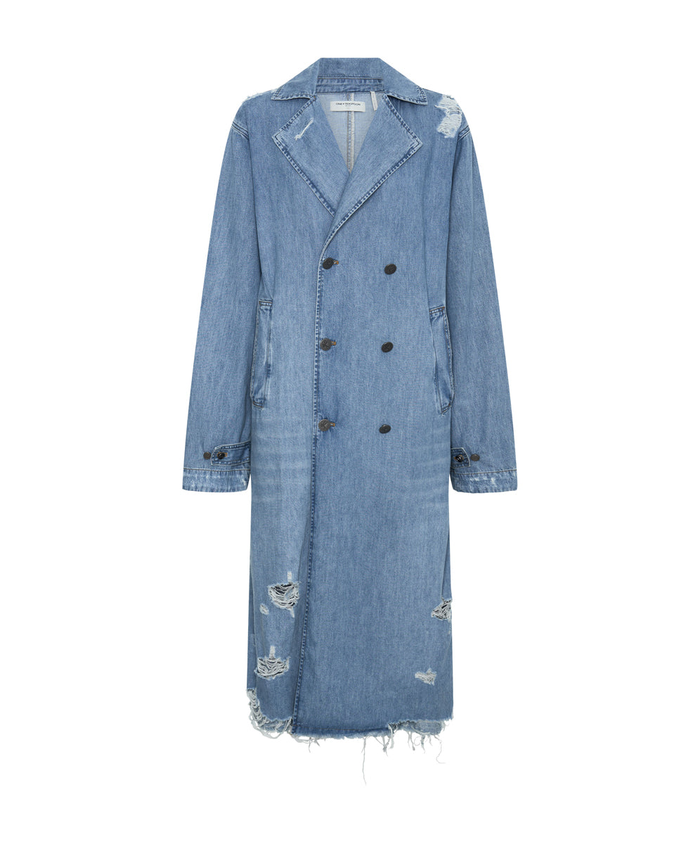 Dirty Blue Denim Denim Trench Coat - Pacifica