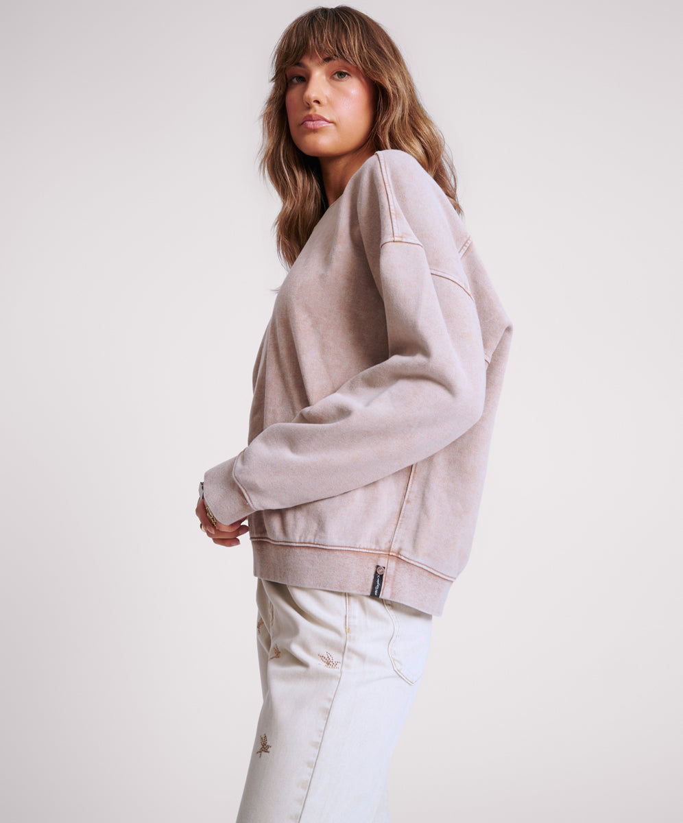 Hoodies and Sweats Bower Bird Retro Crew Sweater - Sand