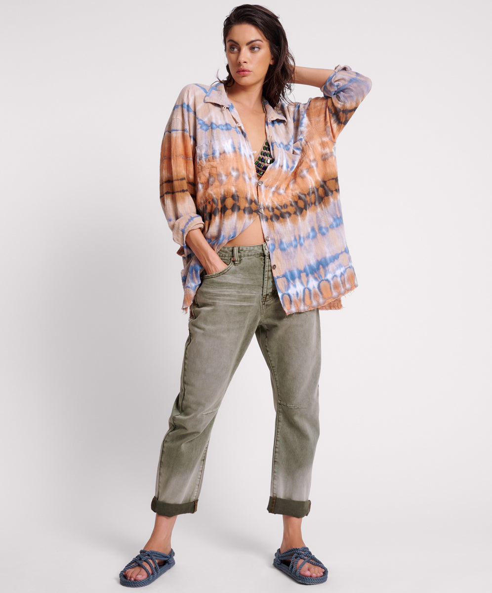 Women's Boyfriend Jeans Saints Low Waist Boyfriend Denim Jeans - Old Khaki