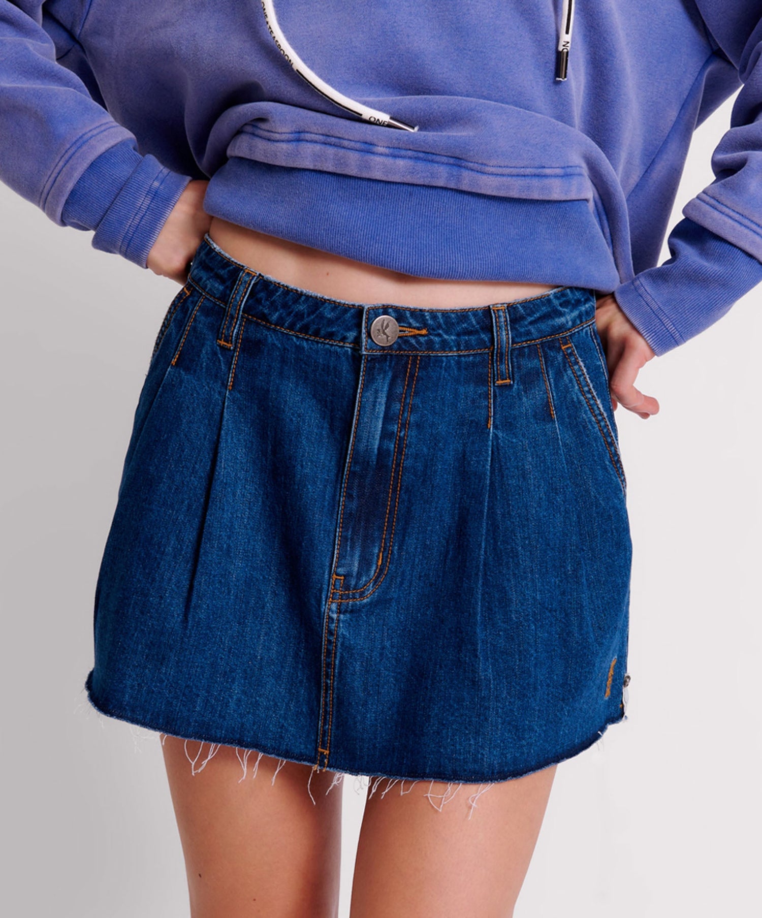 Last Stock Pleated Micro Denim Mini Skirt - Blue Moon