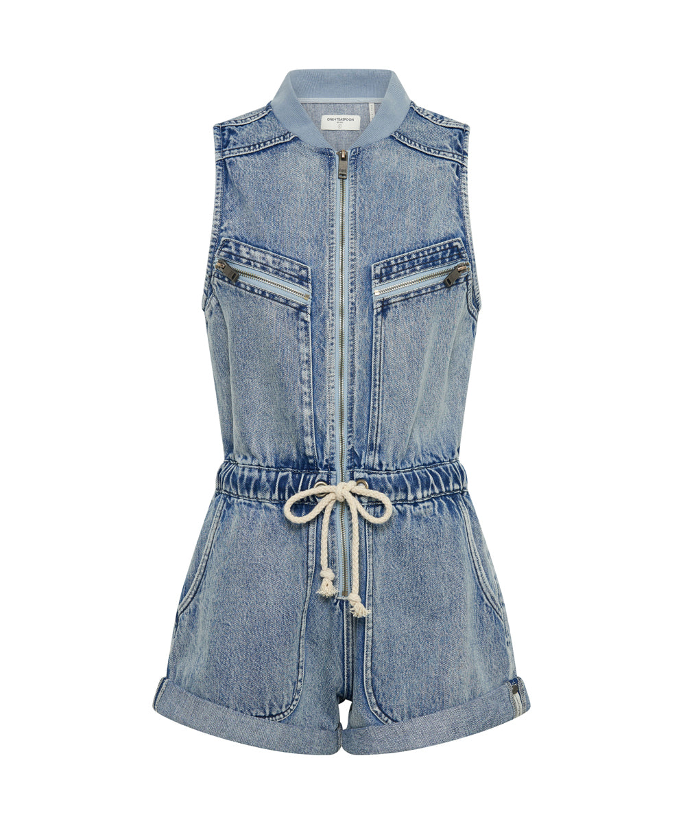30% Off Select Jumpsuits Lilly Sporty Denim Jumpsuit - Salty Dog