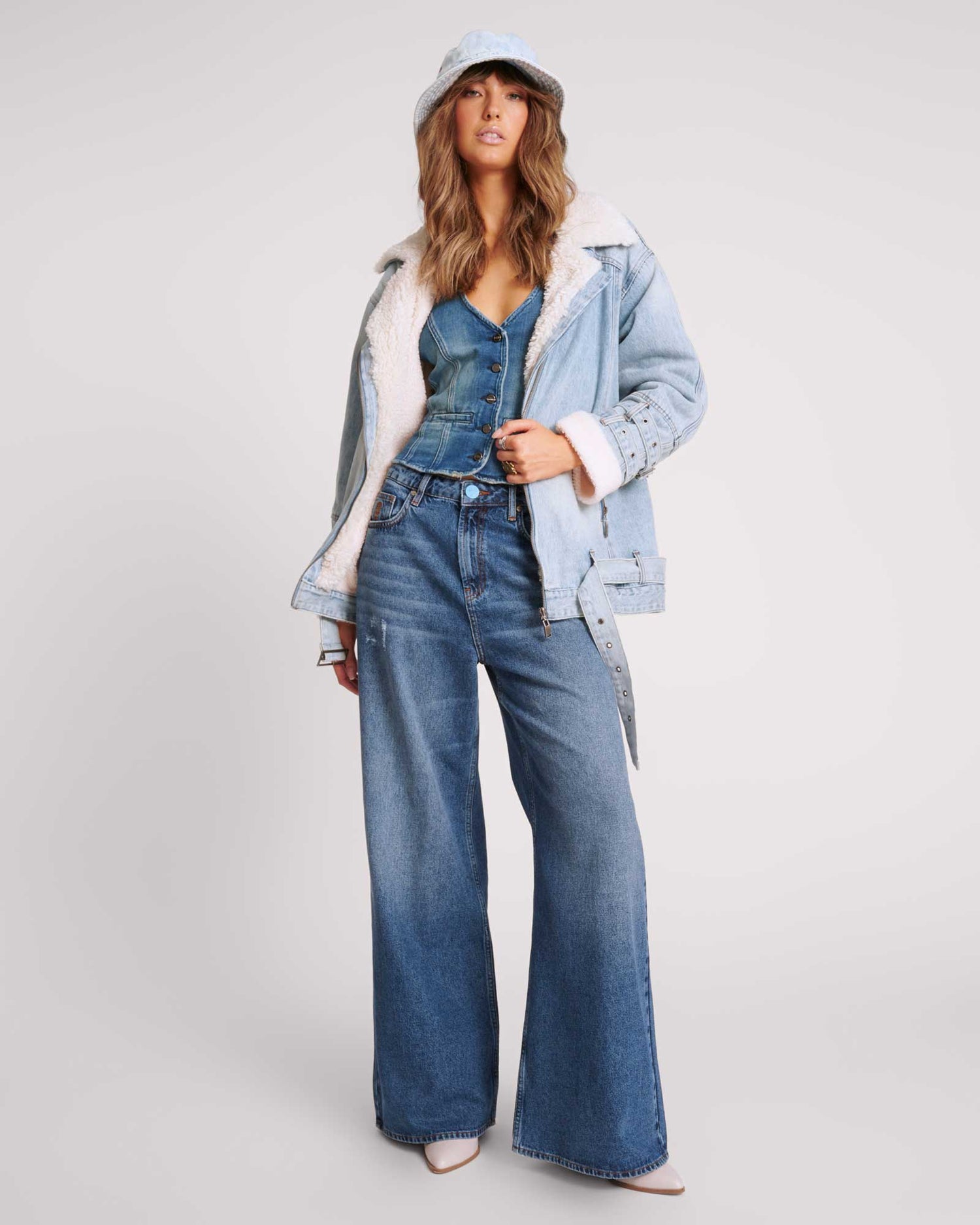 Full Price Aviator Denim Jacket - Salty Dog Blue