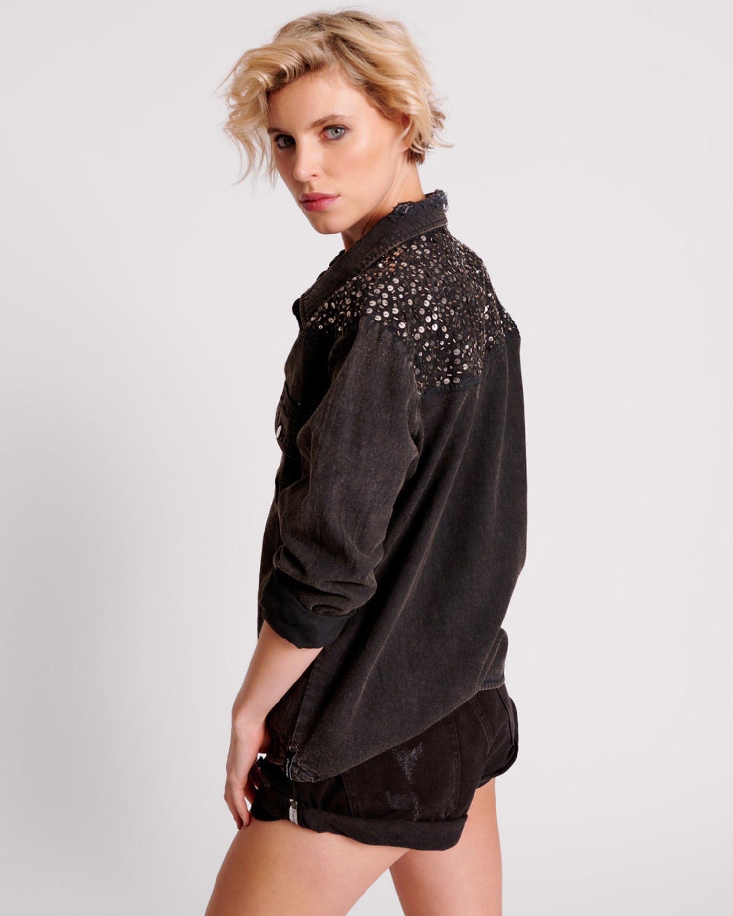 Last Stock Western Denim Shirt - Black
