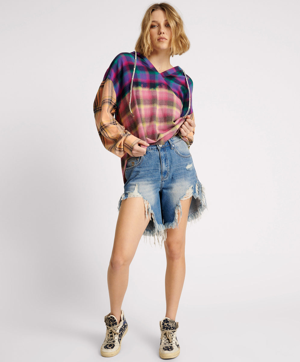 Outlet Sale Denim Shorts Frankies Low Waist Long Length Denim Shorts - Pacifica