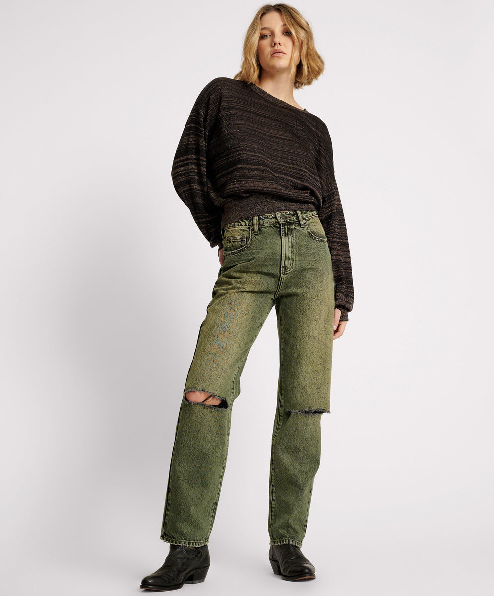 Awesome Baggies Jeans BLACK KHAKI AWESOME BAGGIES HIGH WAIST STRAIGHT LEG JEANS