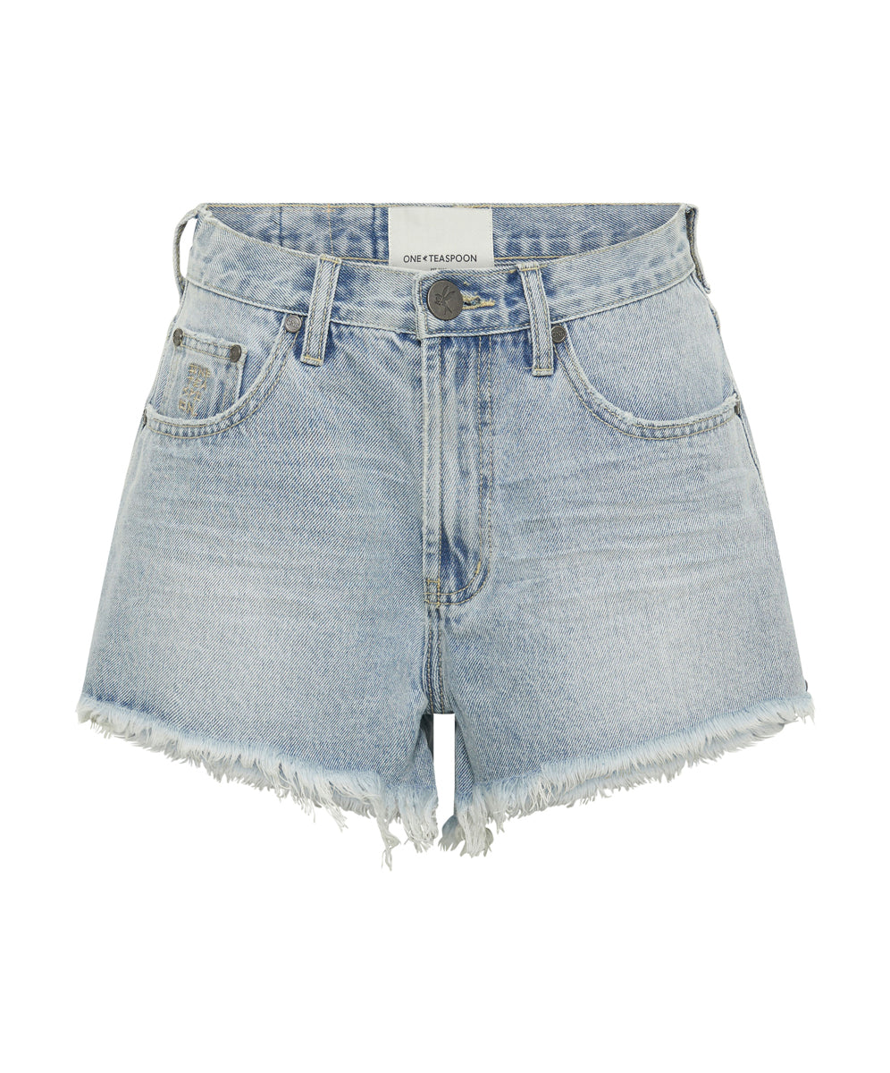 Fleetwood Denim Truckers Mid Waist Relaxed Denim Shorts - Fleetwood