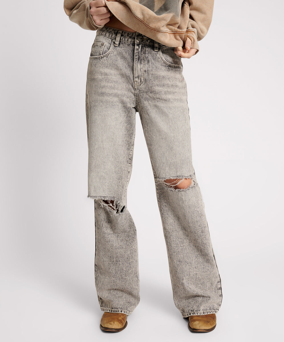 Jacksons Jeans Jackson Mid Waist Wide Leg Denim Jeans - Smoke