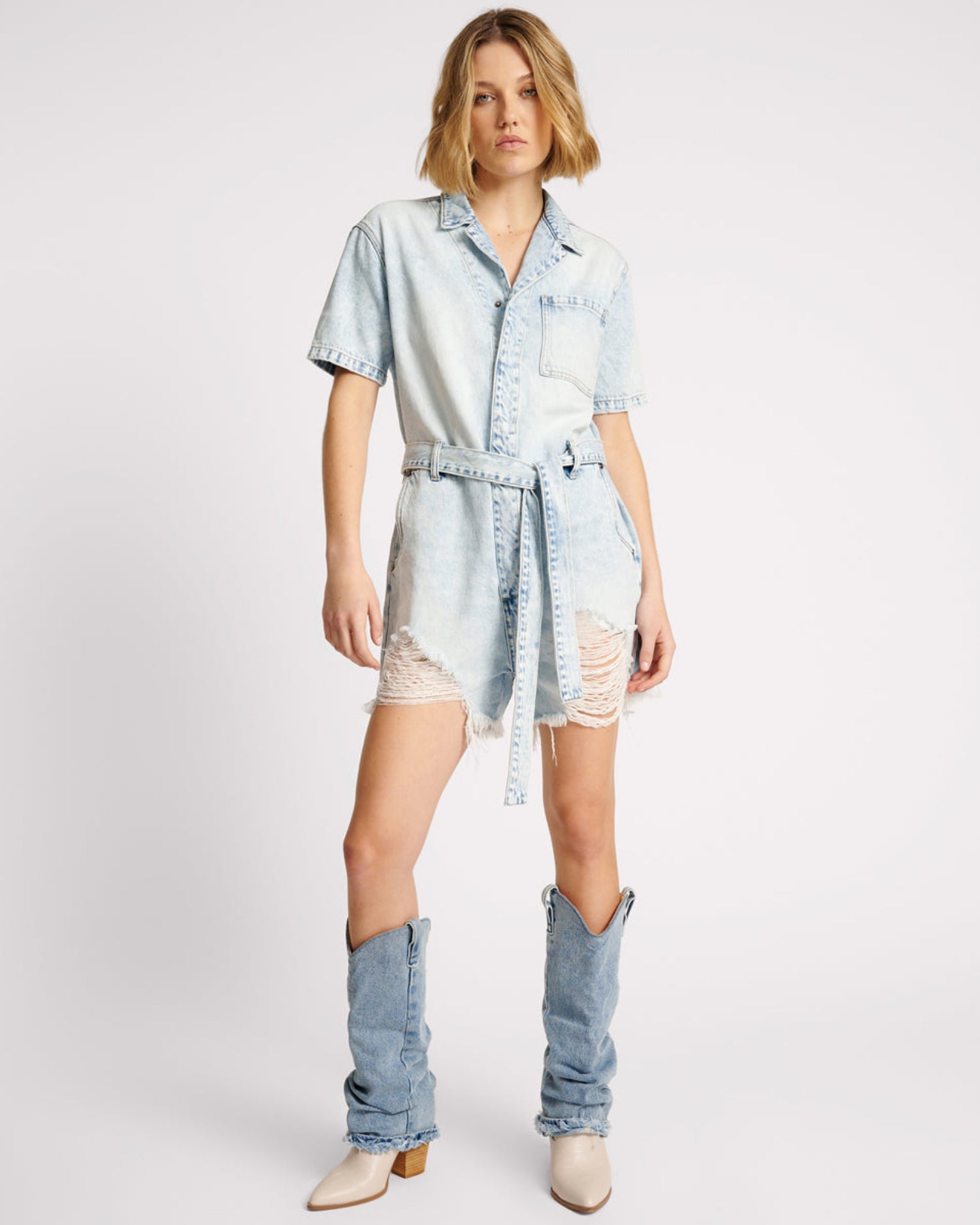 Last Stock Night Movers Denim Jumpsuit - Depeche Blue