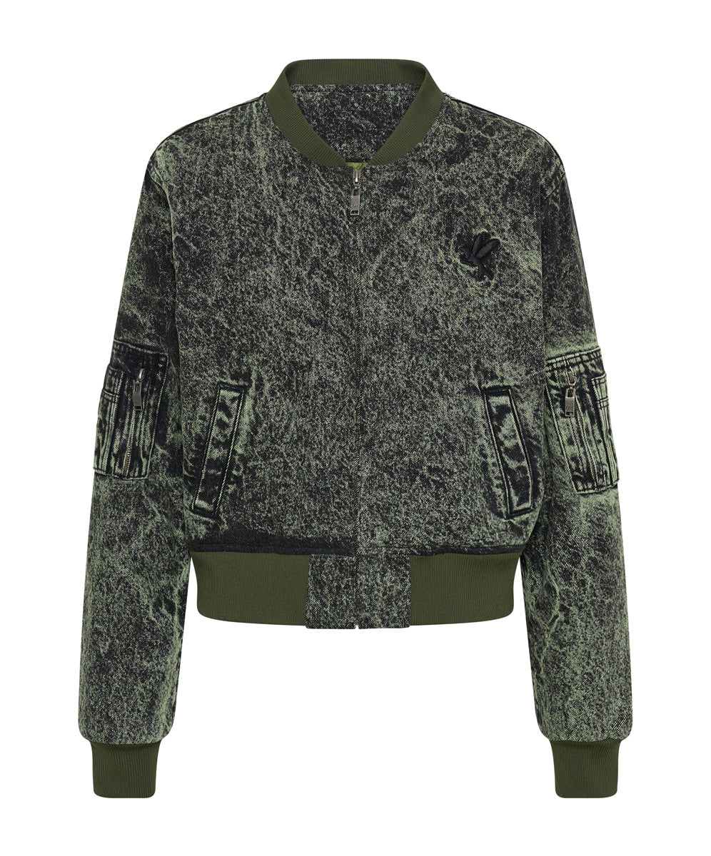 Khaki Edit Denim Bomber Jacket - Black Khaki