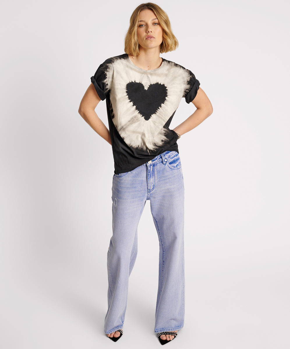 Women's Graphic Tees Heart Tie Dye Unisex Tee - Black
