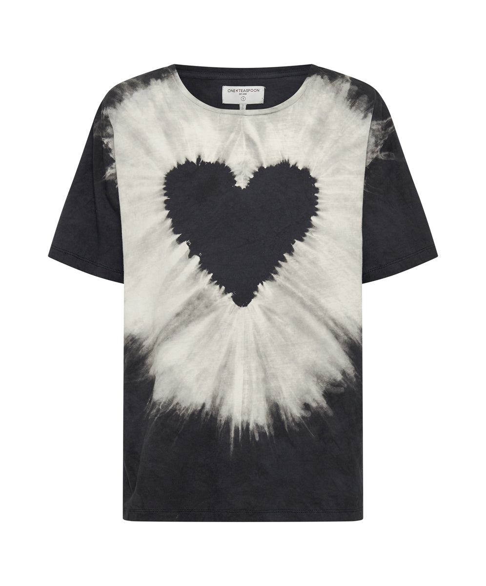 Women's Graphic Tees Heart Tie Dye Unisex Tee - Black
