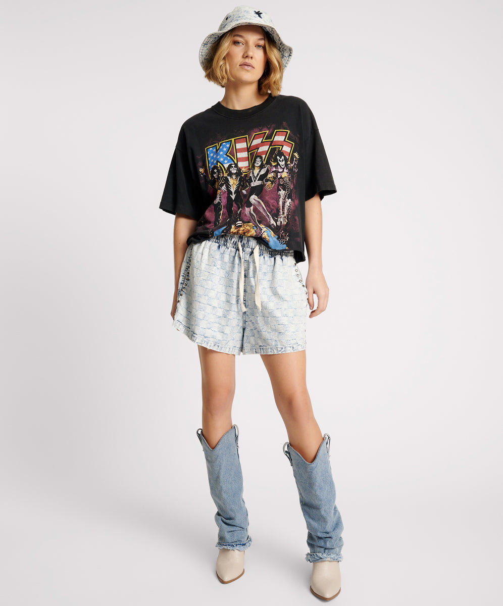 Outlet Sale Denim Shorts Boxer Low Waist Denim Shorts - Acid Check