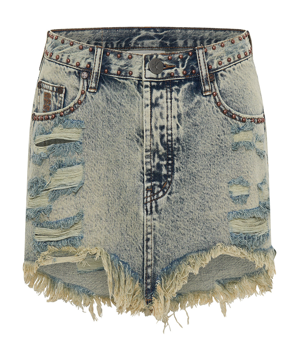 Junkyard Mini Denim Skirt - Blue Dust