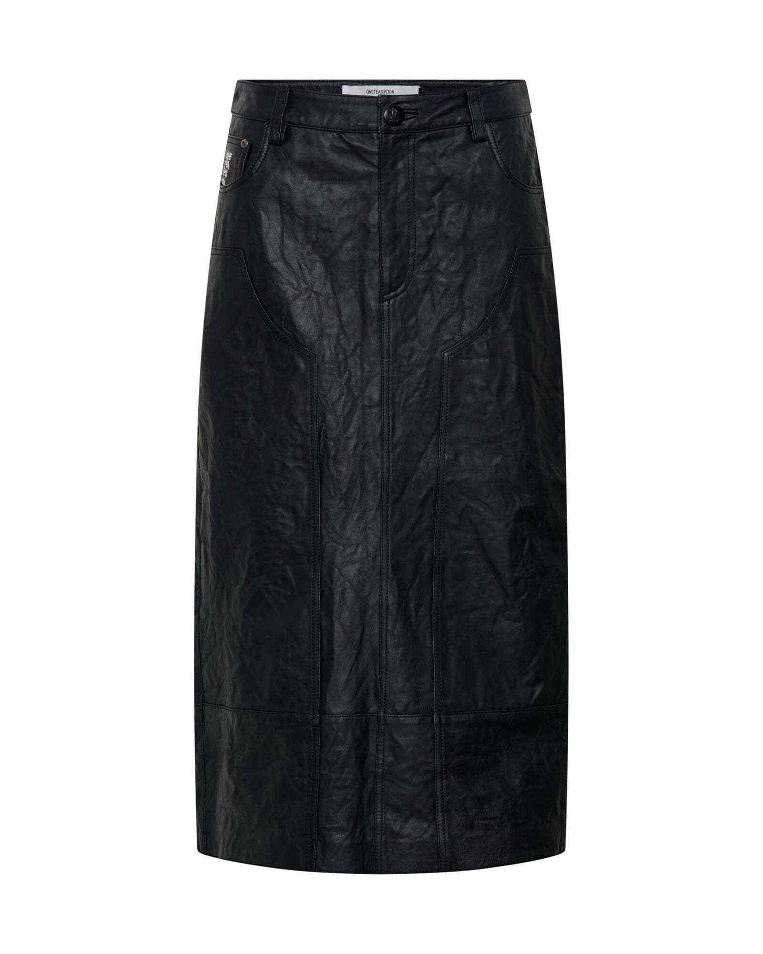 Full Price Cassidy Leather Column Midi Skirt - Black