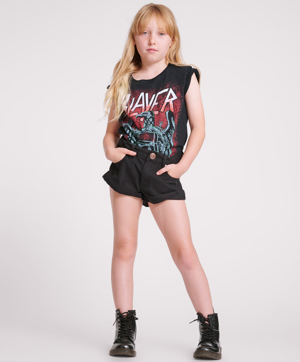 Kids Clothing Kids Bandits Low Waist Denim Shorts - Black