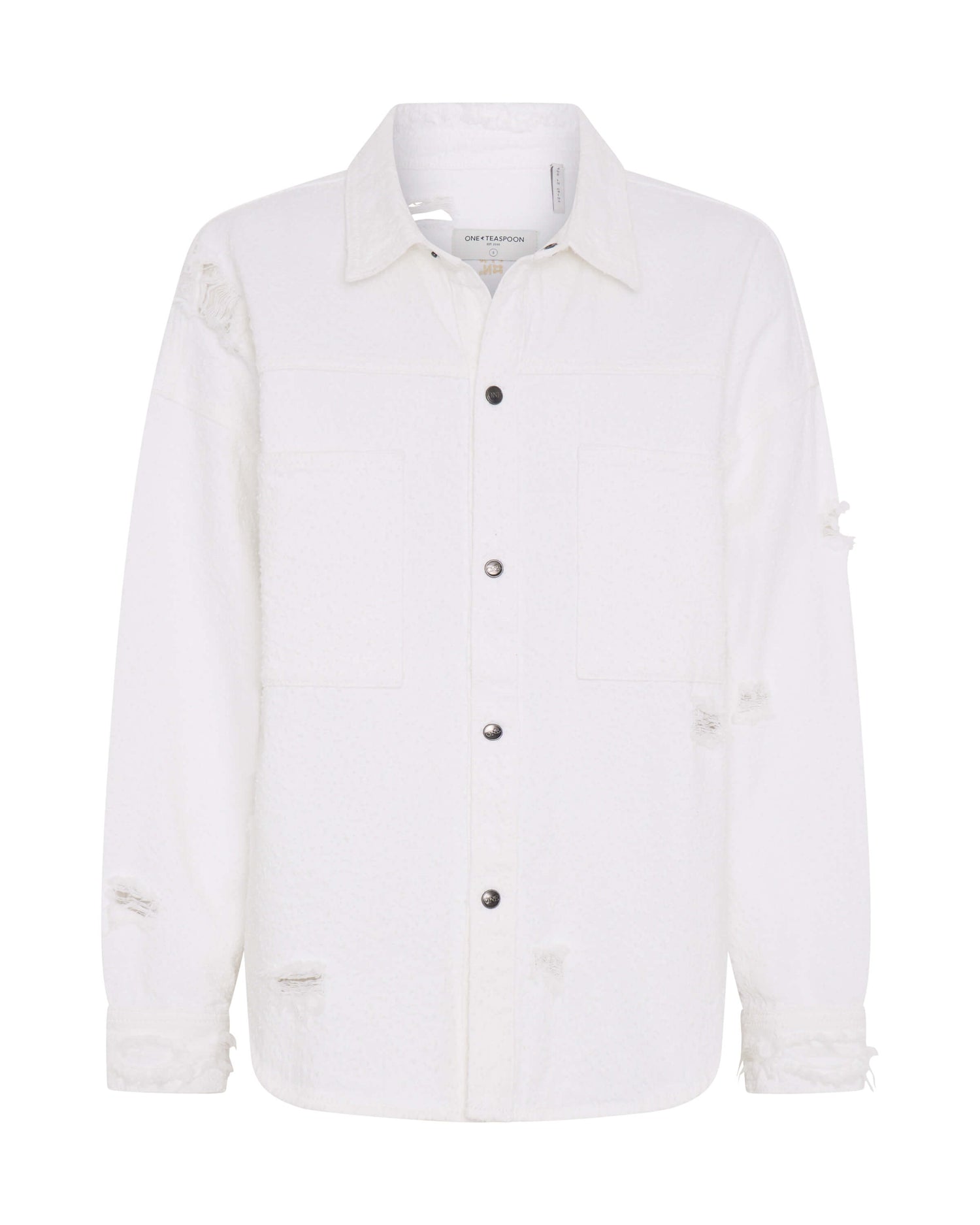 Last Stock Daria Denim Shacket - Textured White