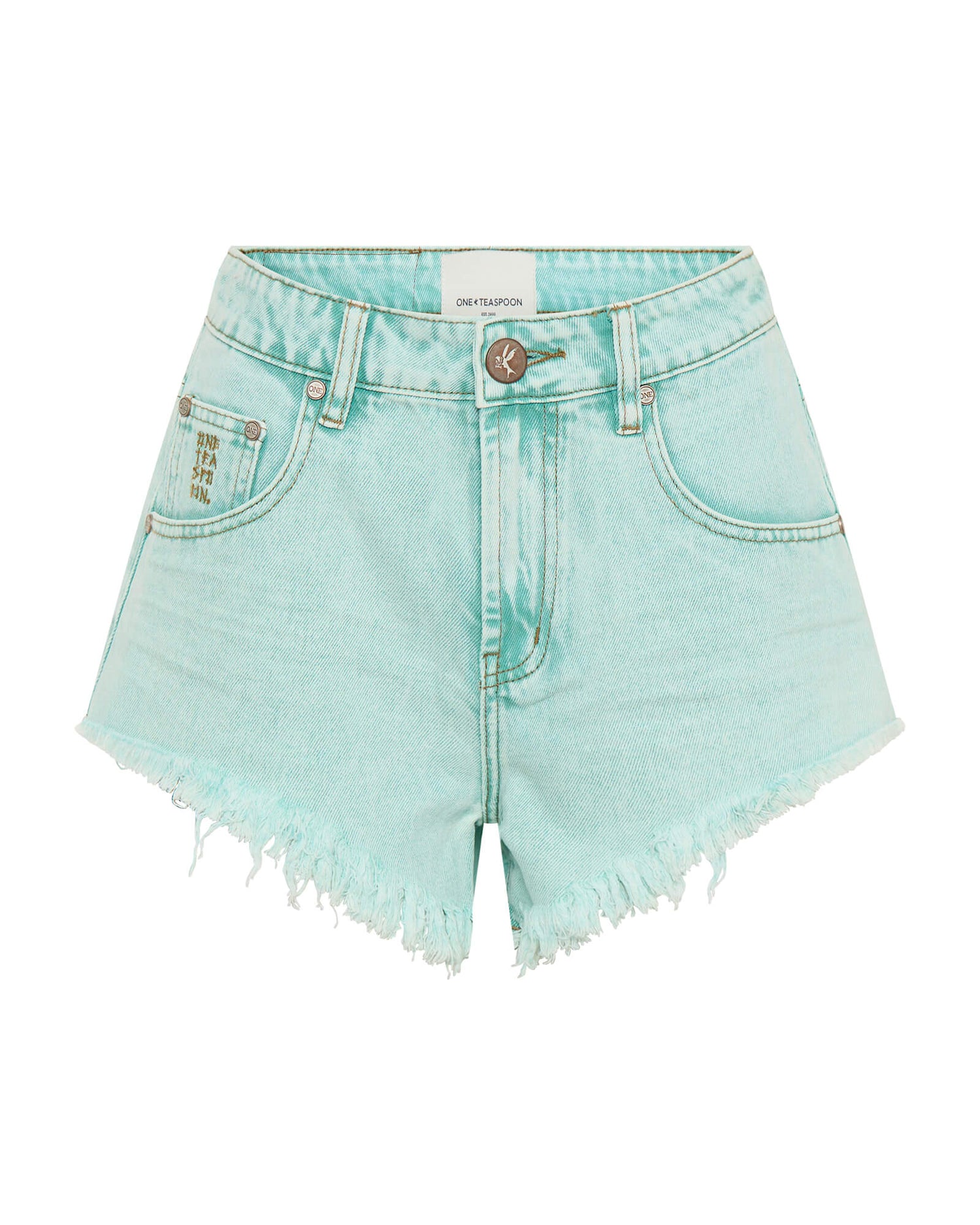 Outlet Renegades High Waist Denim Shorts - Mint