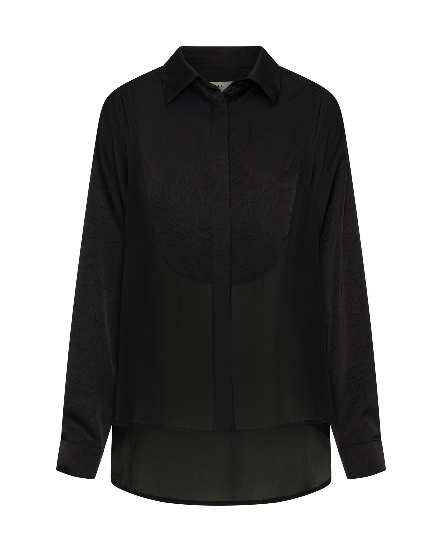 Women's Clothing Sheer Panel Tuxedo Shirt - Black