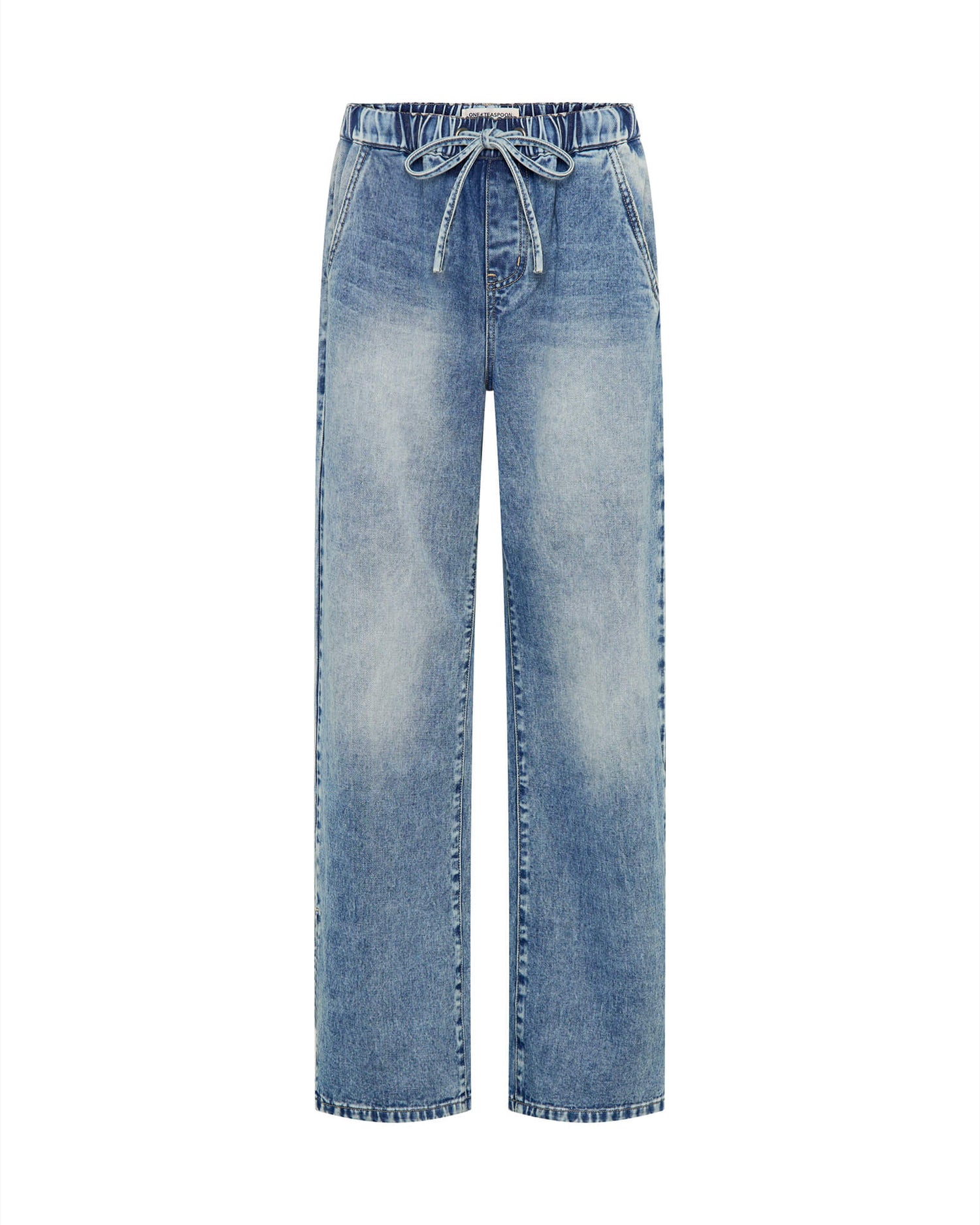 Last Stock Roadhouse Wide Leg Drawstring Denim Jeans - Sunset Blue