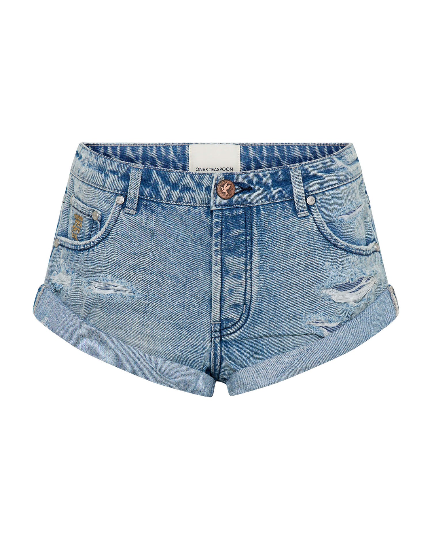 Women's Low Waist Bandits Denim Shorts Bandits Low Waist Messed Up Denim Shorts - Salty Dog Blue