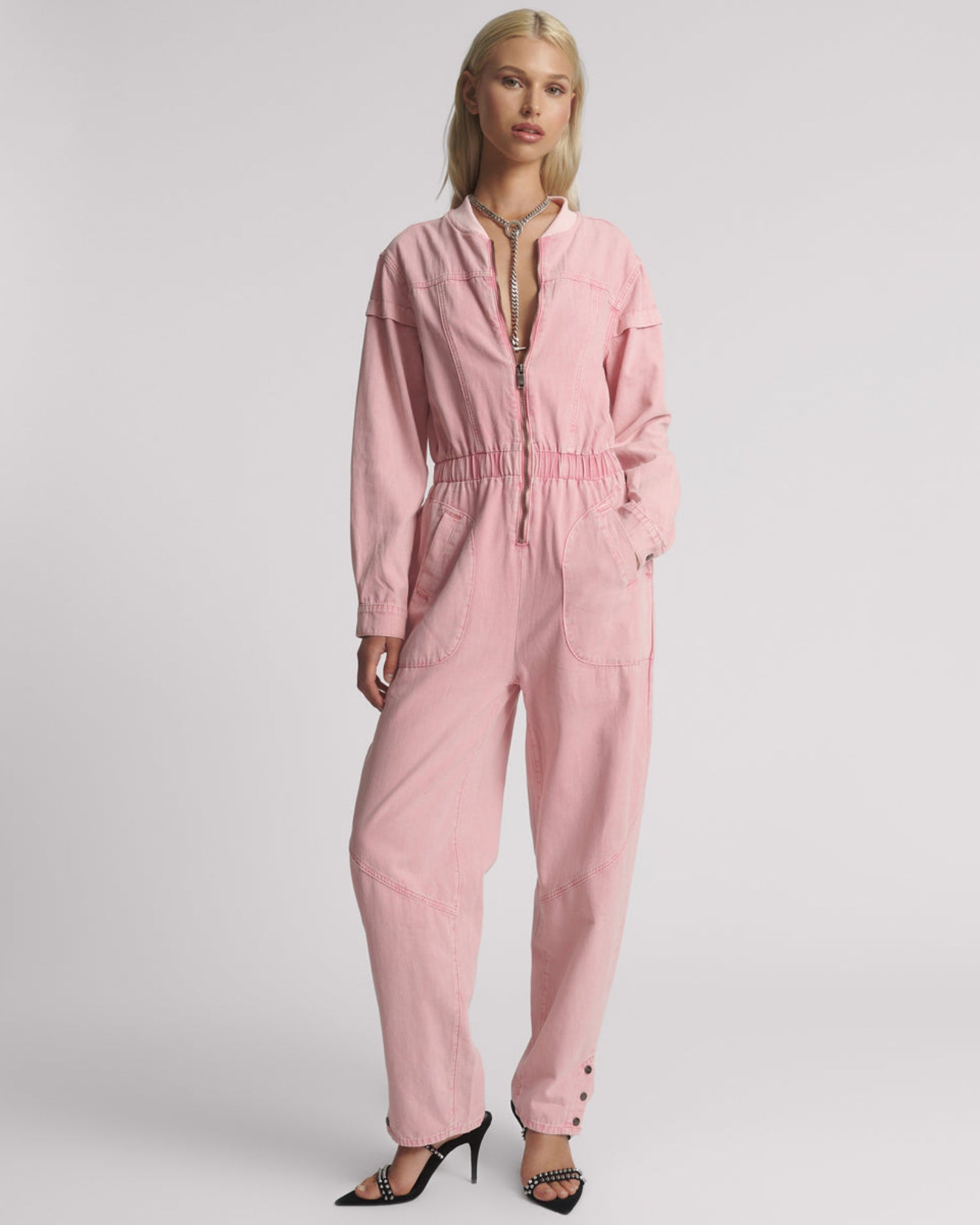 Last Stock Cindy Aviator Jumpsuit - Pink