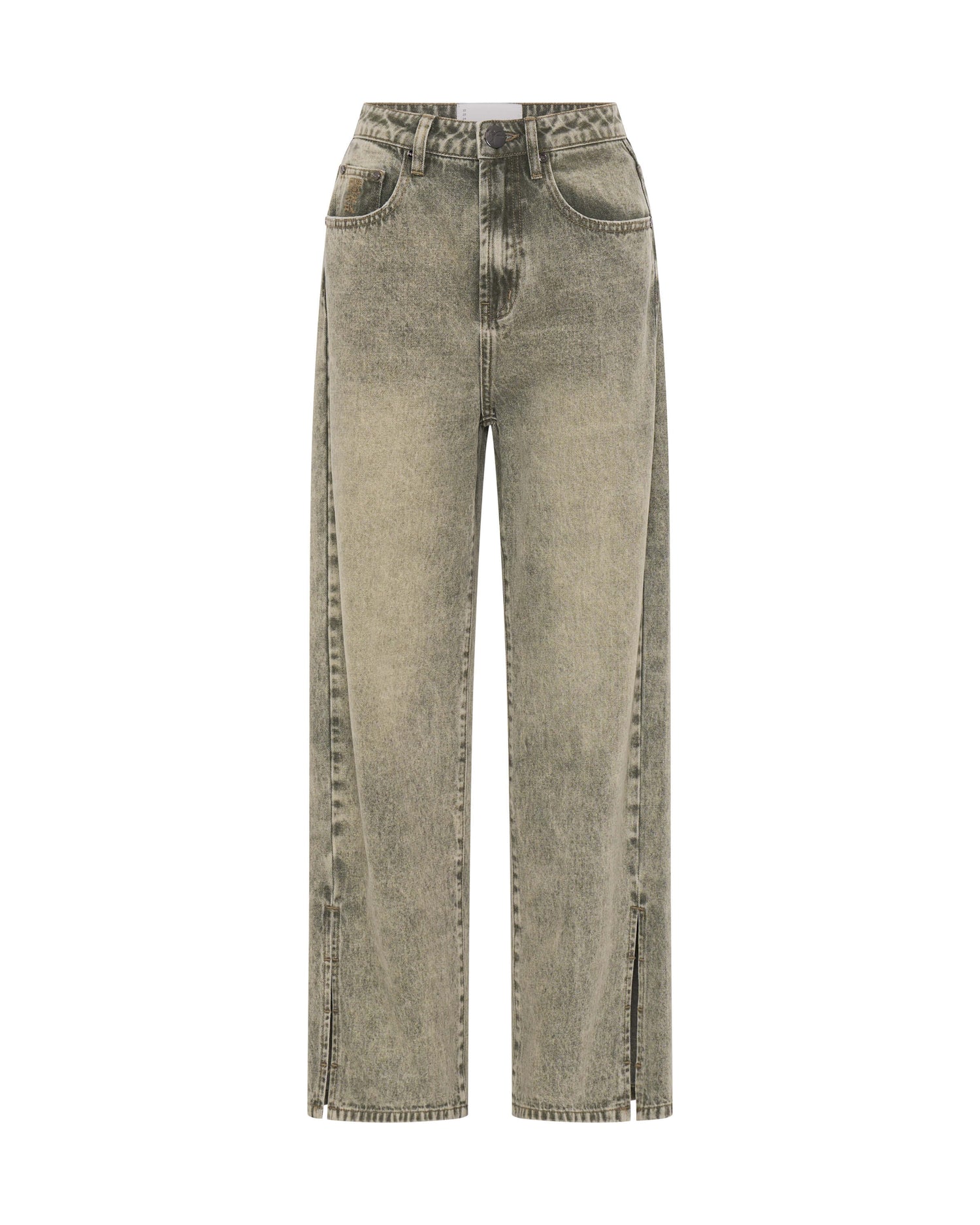 Khaki Edit Billie Mid Waist Long Rise Straight Leg Denim Jeans - Burnt Khaki