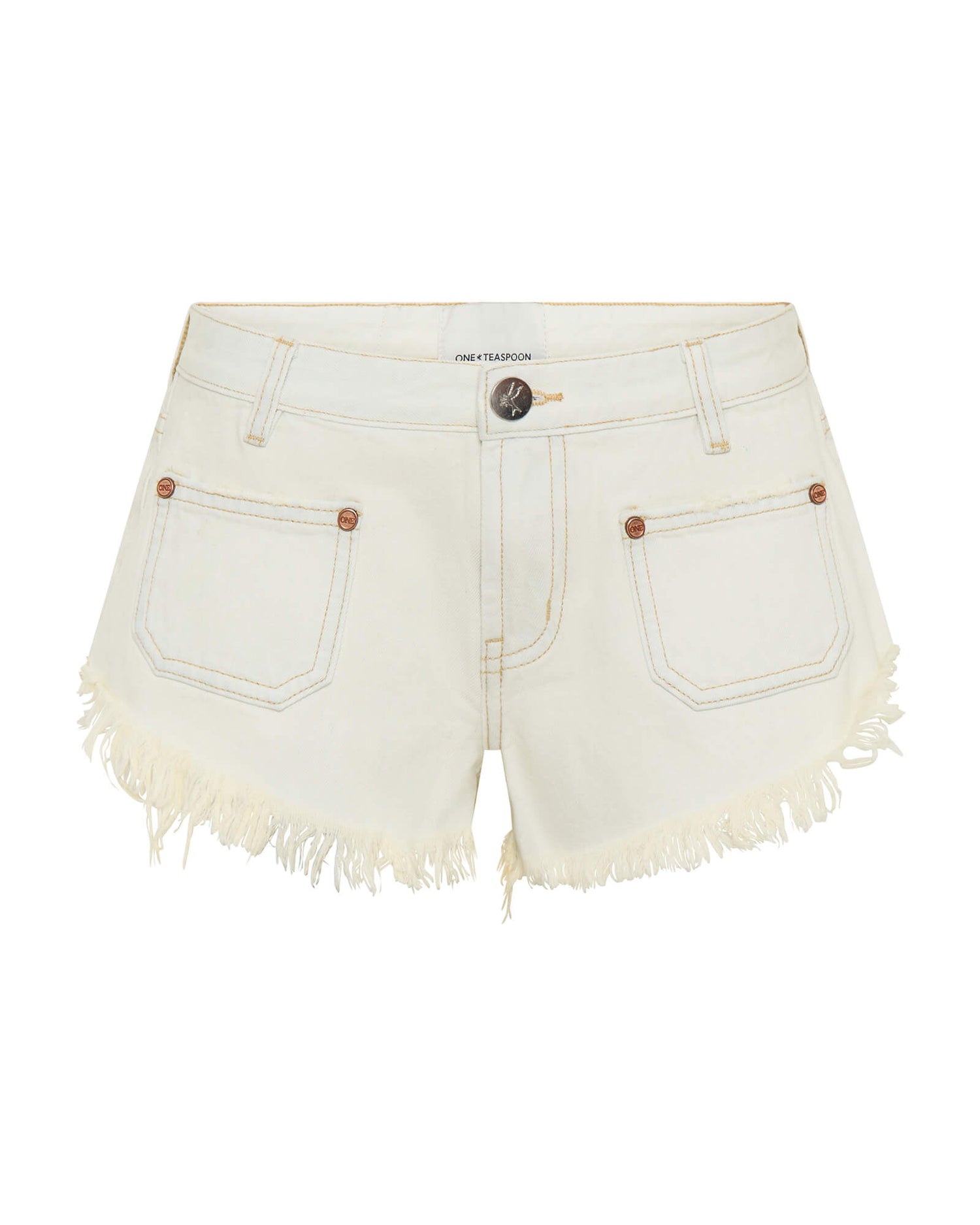 White Denim Retro Dukes Low Waist Mini Denim Shorts - Blue Cream