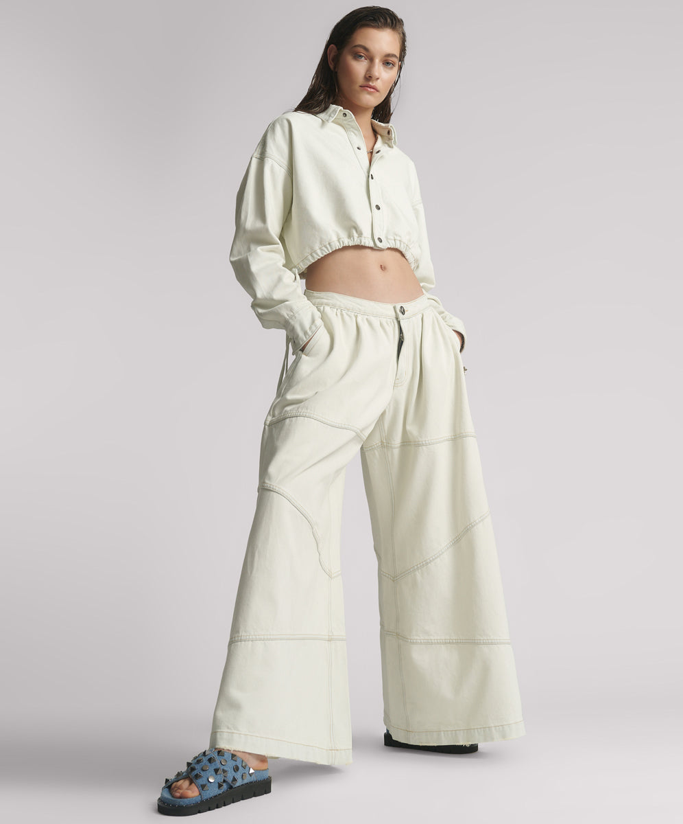 White Denim Daddios Low Waist Super Wide Leg Denim Jeans -  Blue Cream