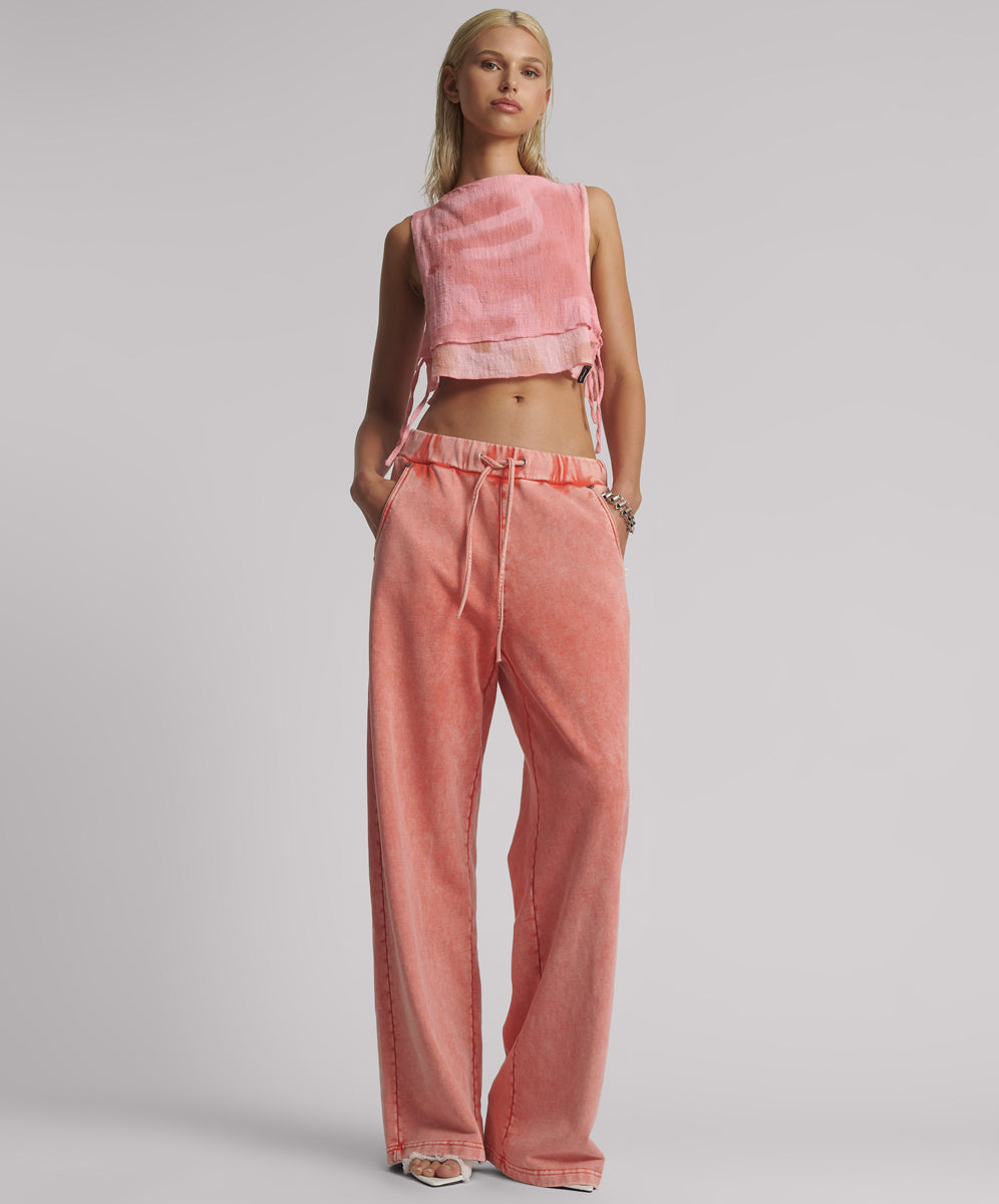 Outlet Wide Leg Sweatpants - Hyper Coral Pink