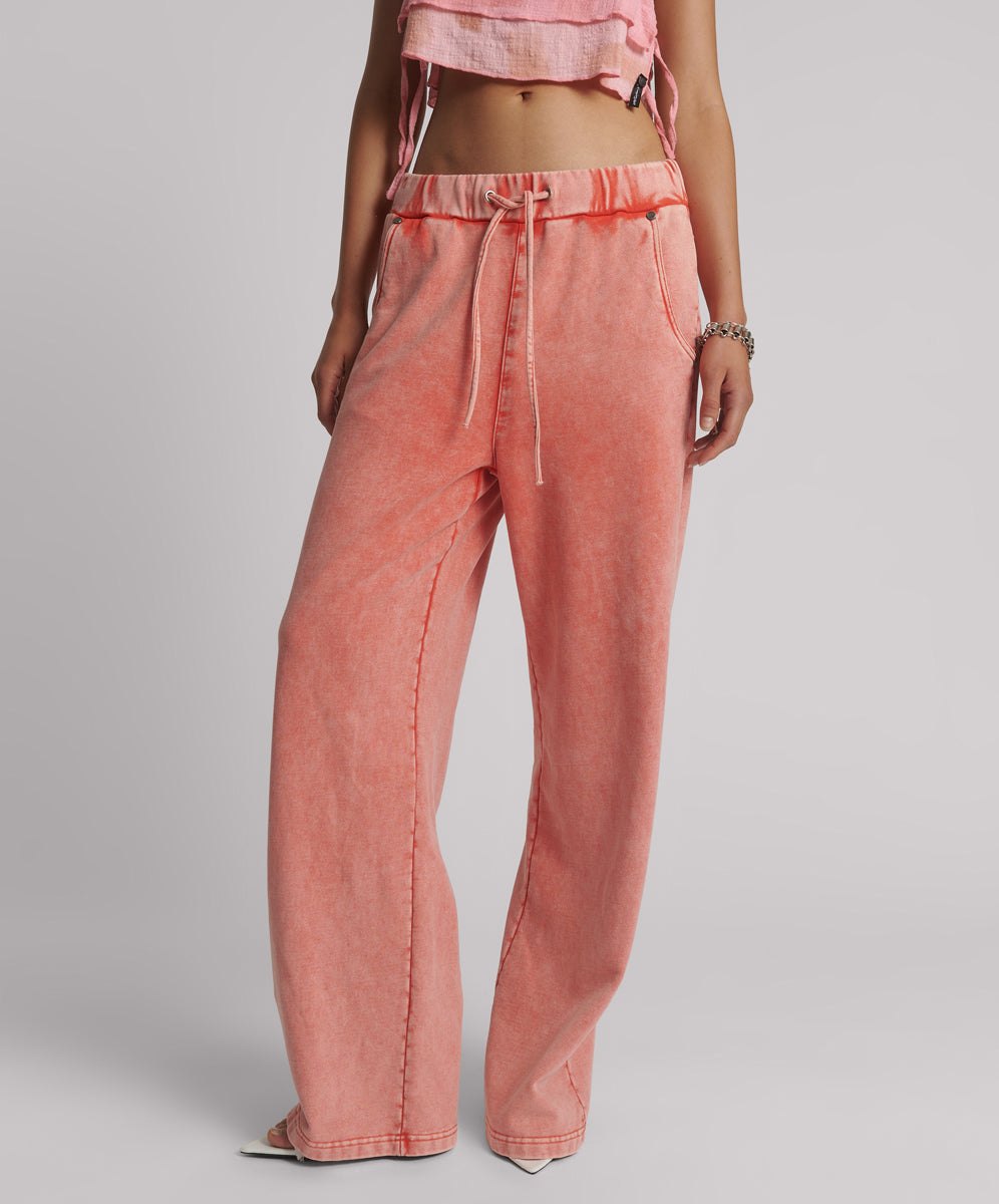 Outlet Wide Leg Sweatpants - Hyper Coral Pink
