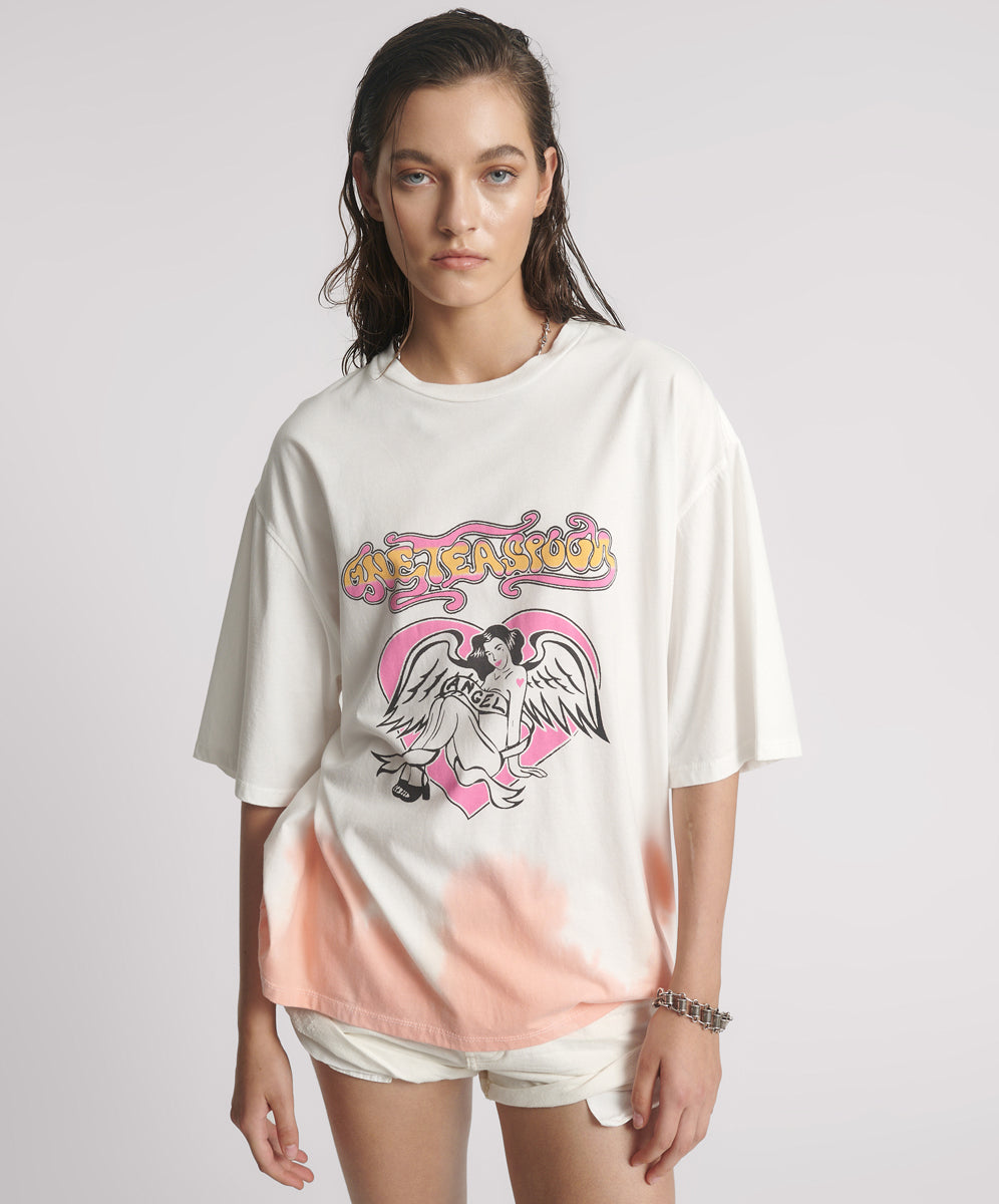 Last Stock Angel Dip Dye Kobe Tee - Cream