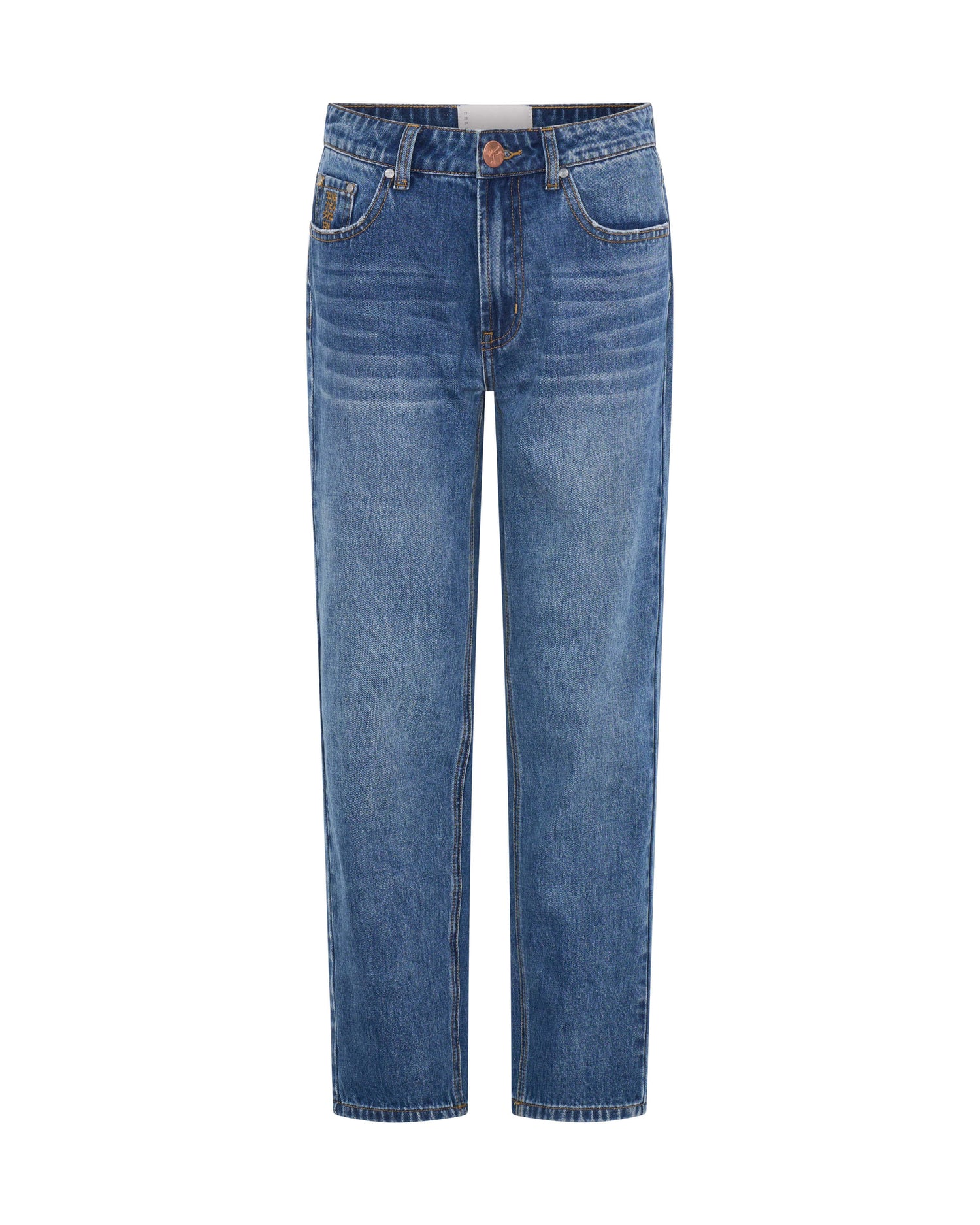 Last Stock Slims High Waist Cropped Straight Slim Fit Denim Jeans - Blue Love