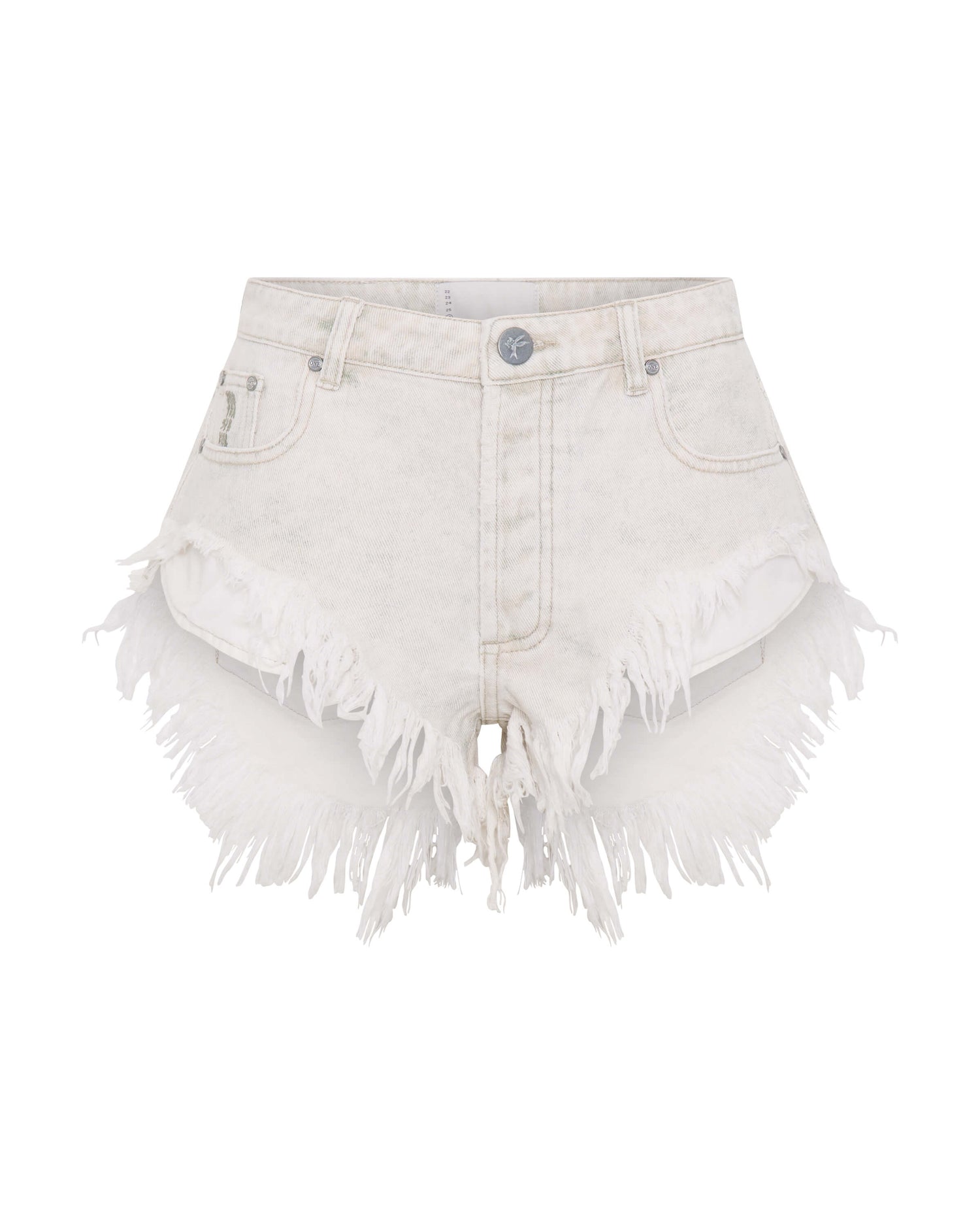 White Denim Rollers Low Waist Denim Shorts - Pebble White