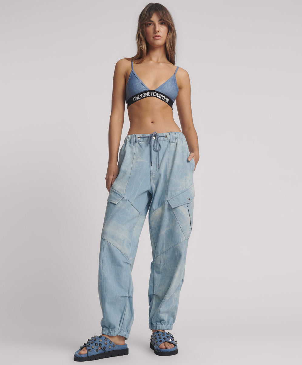 Dirty Blue Denim Utility Denim Flight Pants - Cloudy Blue