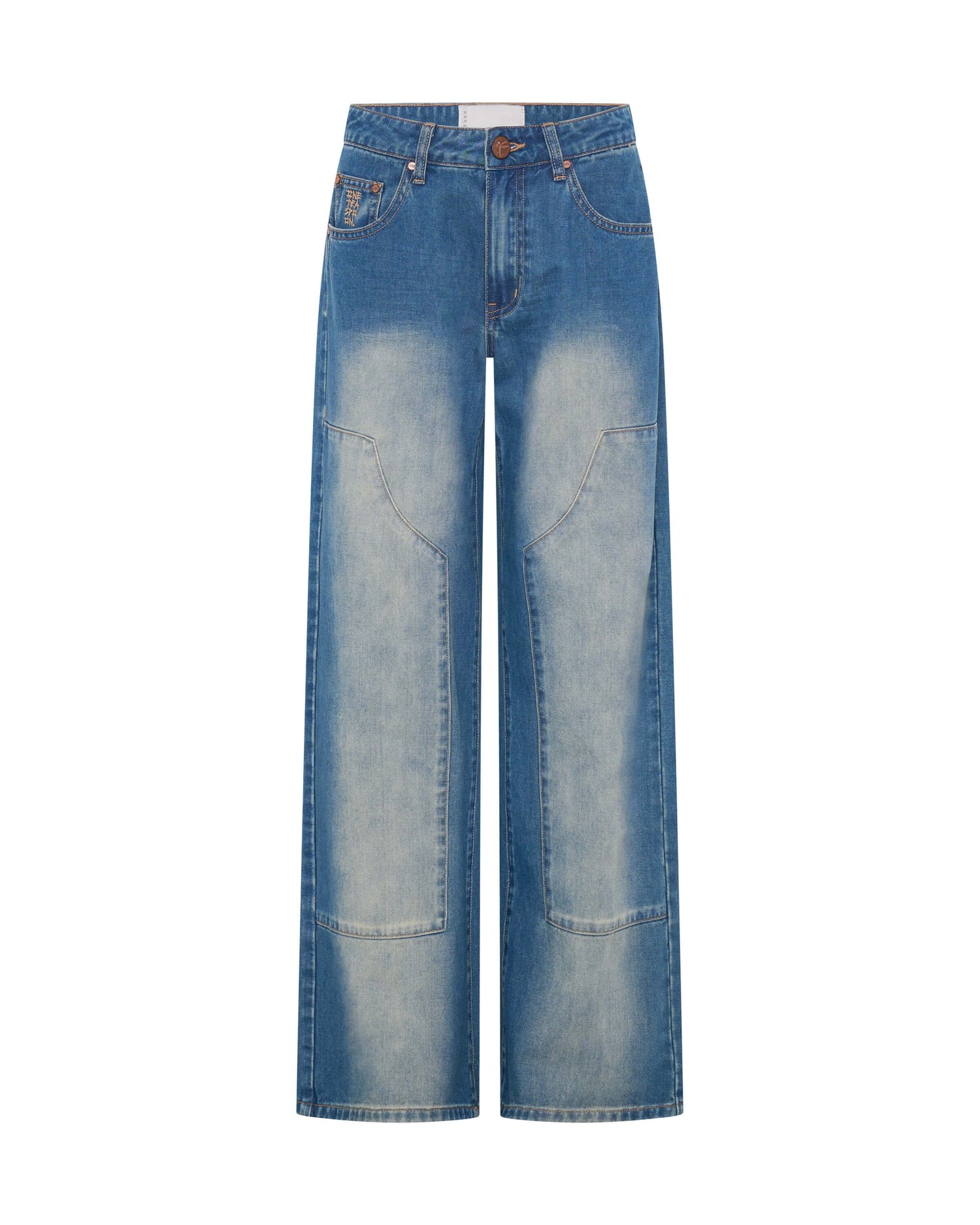 Last Stock Jackson Mid Waist Wide Leg Denim Jeans - Blue Ranch