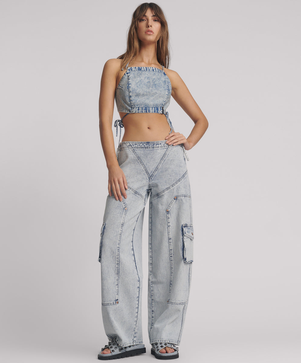 Dirty Blue Denim Ravens High Waist Barrel Leg Denim Jeans  - Bahama Blue