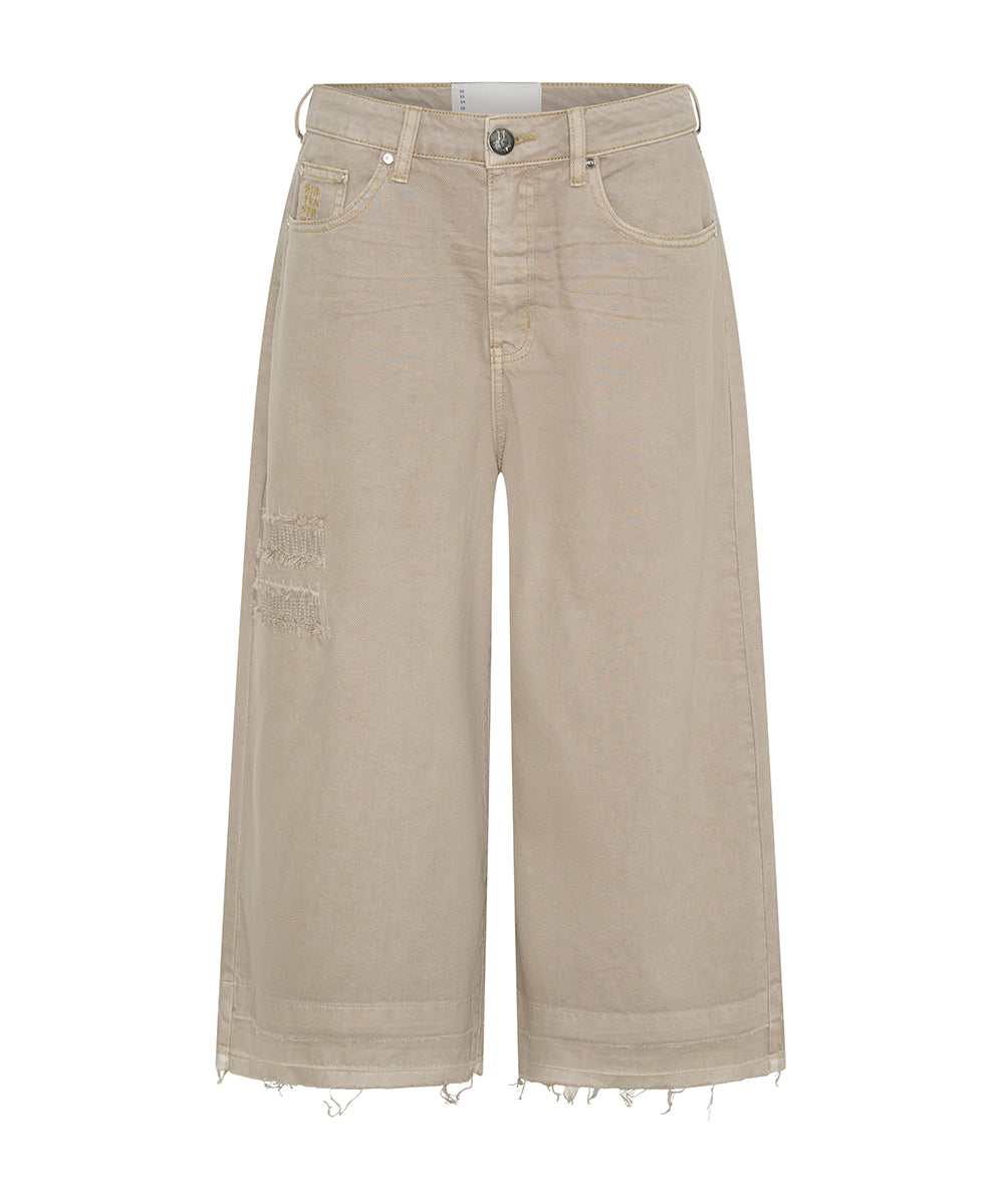 Products 720'S Mid Waist Super Long Length Denim Shorts - Stone