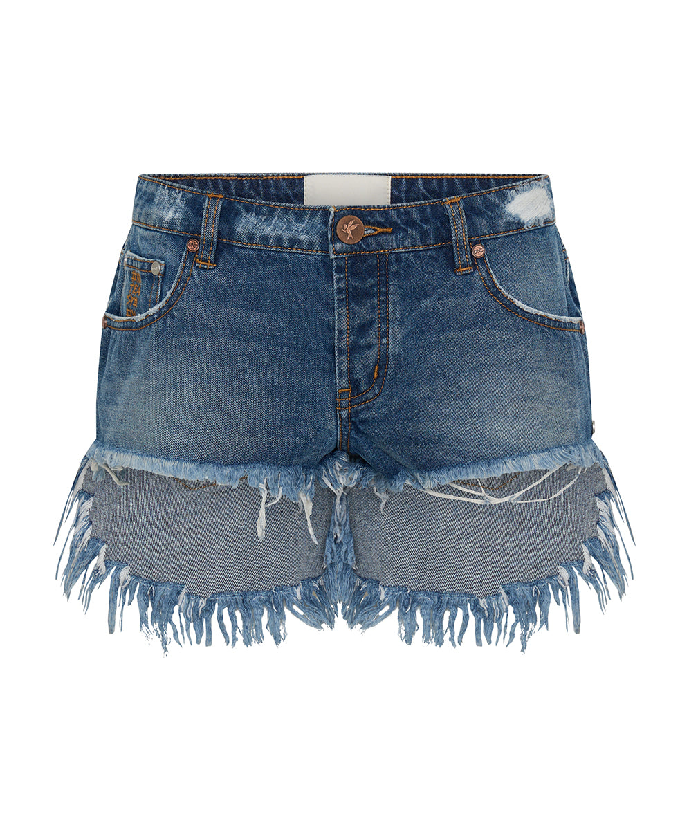 Dirty Blue Denim Bonitas Low Waist Denim Shorts - Deep Pacifica Blue