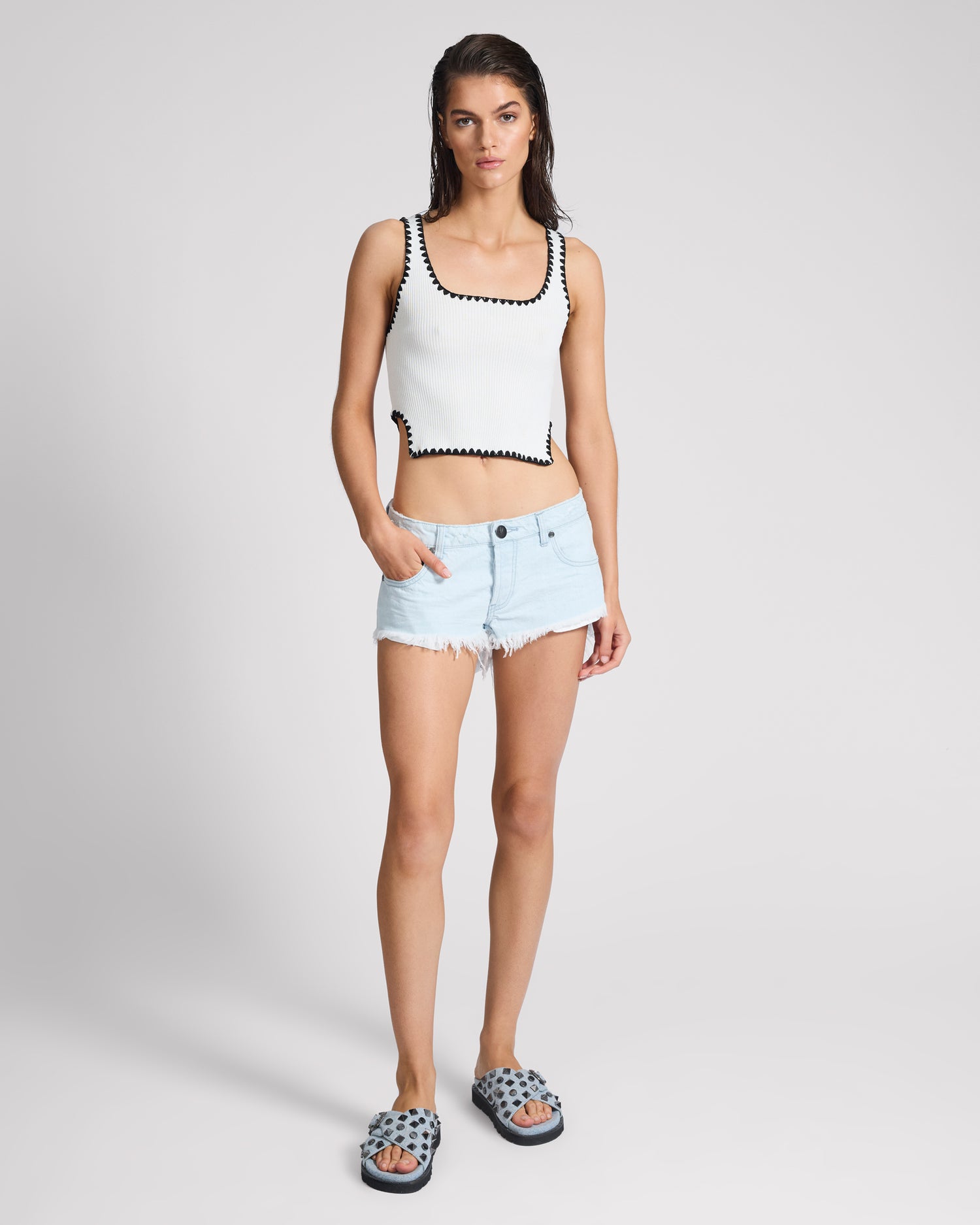 Dirty Blue Denim Bonitas Low Waist Denim Shorts - Xanthe Light Blue