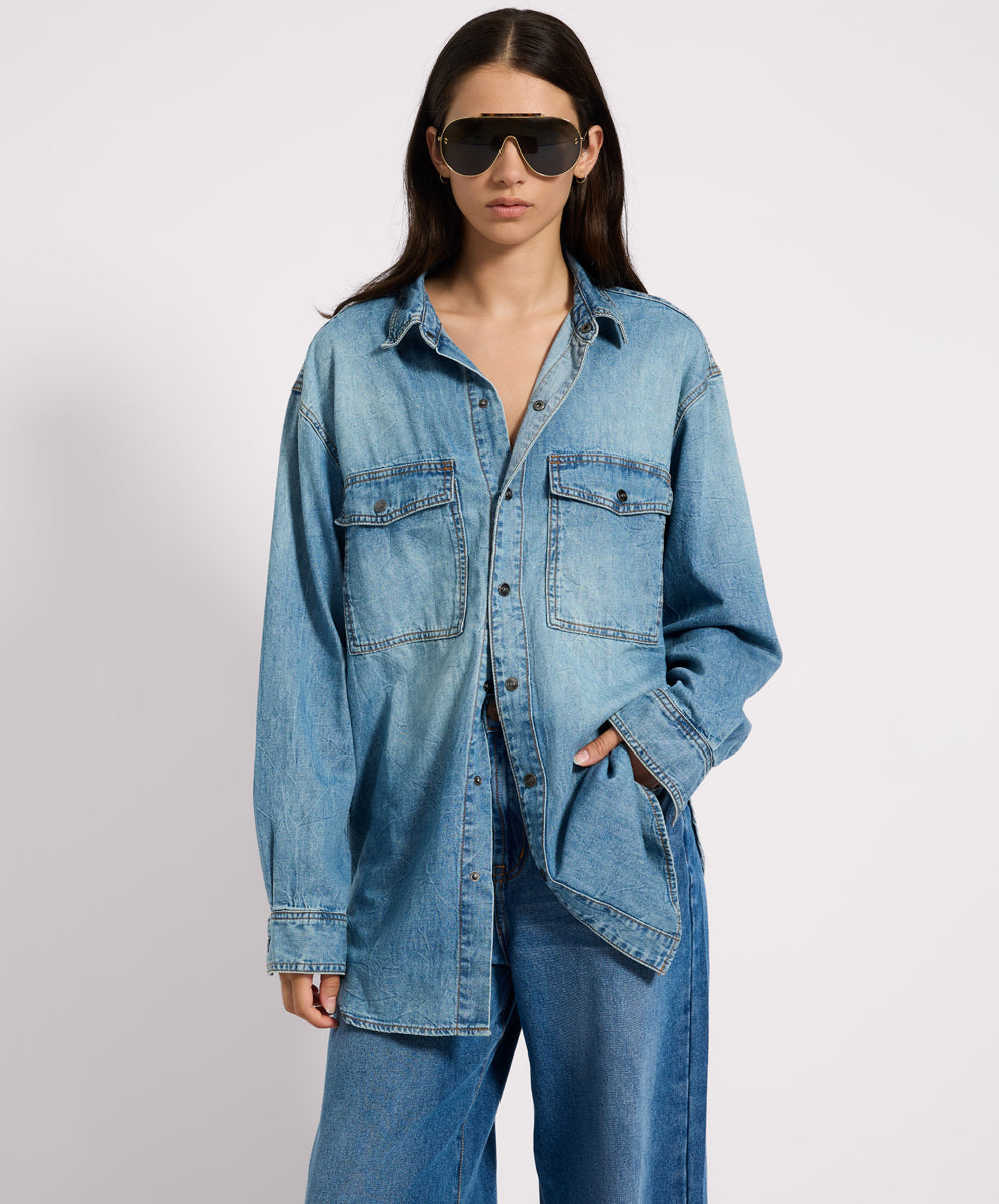Women's Denim Shirts Essential Denim Shirt - Blue Crush