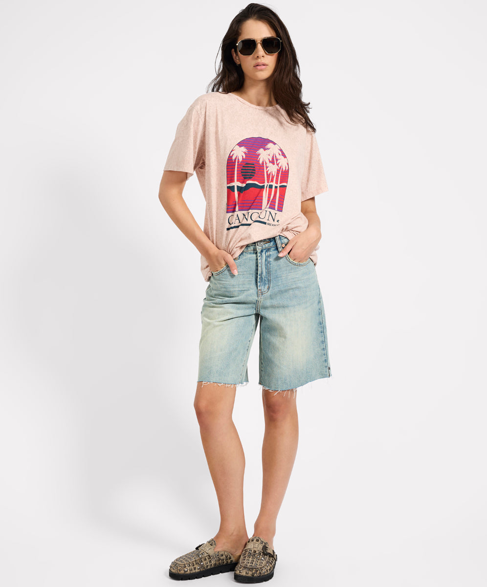 Women's Graphic Tees Cancun Boyfriend Tee - Stone