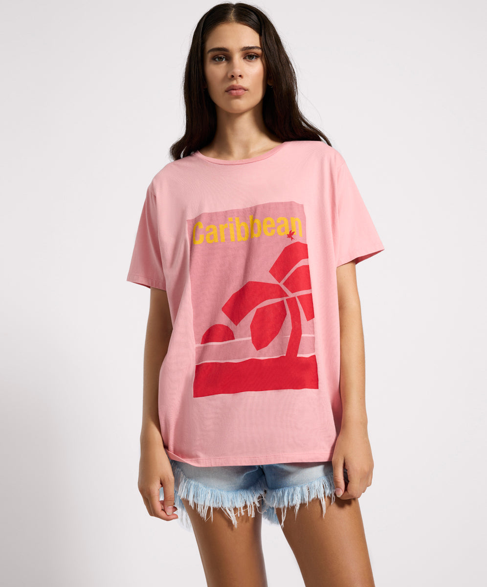 Women's Graphic Tees Caribbean Boyfriend Tee - Pink