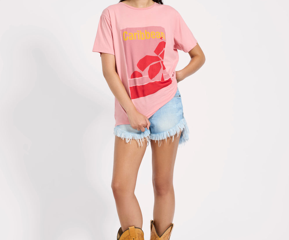 Caribbean Boyfriend Tee - Pink