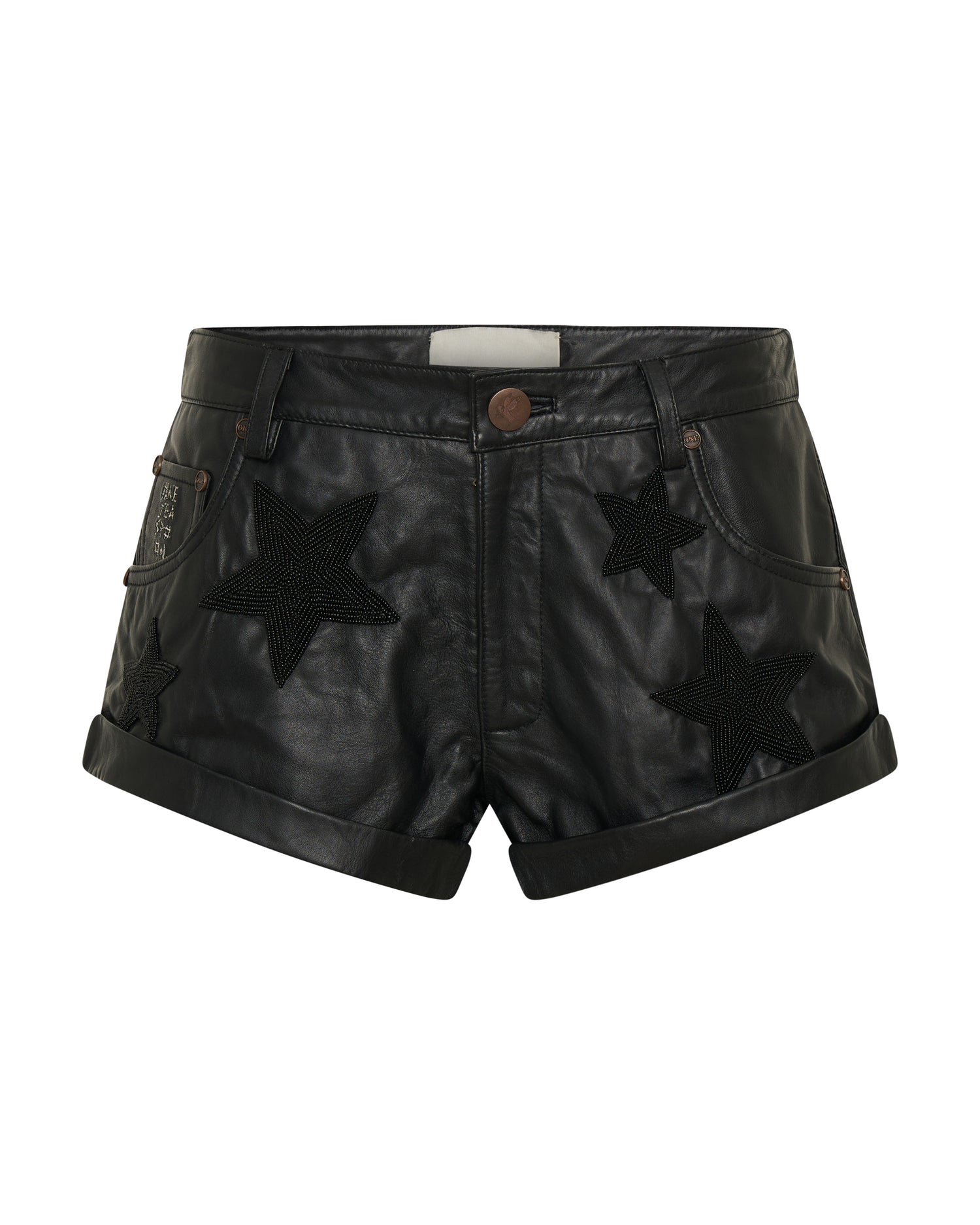 Leather Shorts Bandits Low Waist Embellished Leather Shorts - Black Star