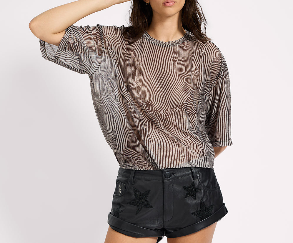 Bandits Low Waist Embellished Leather Shorts - Black Star