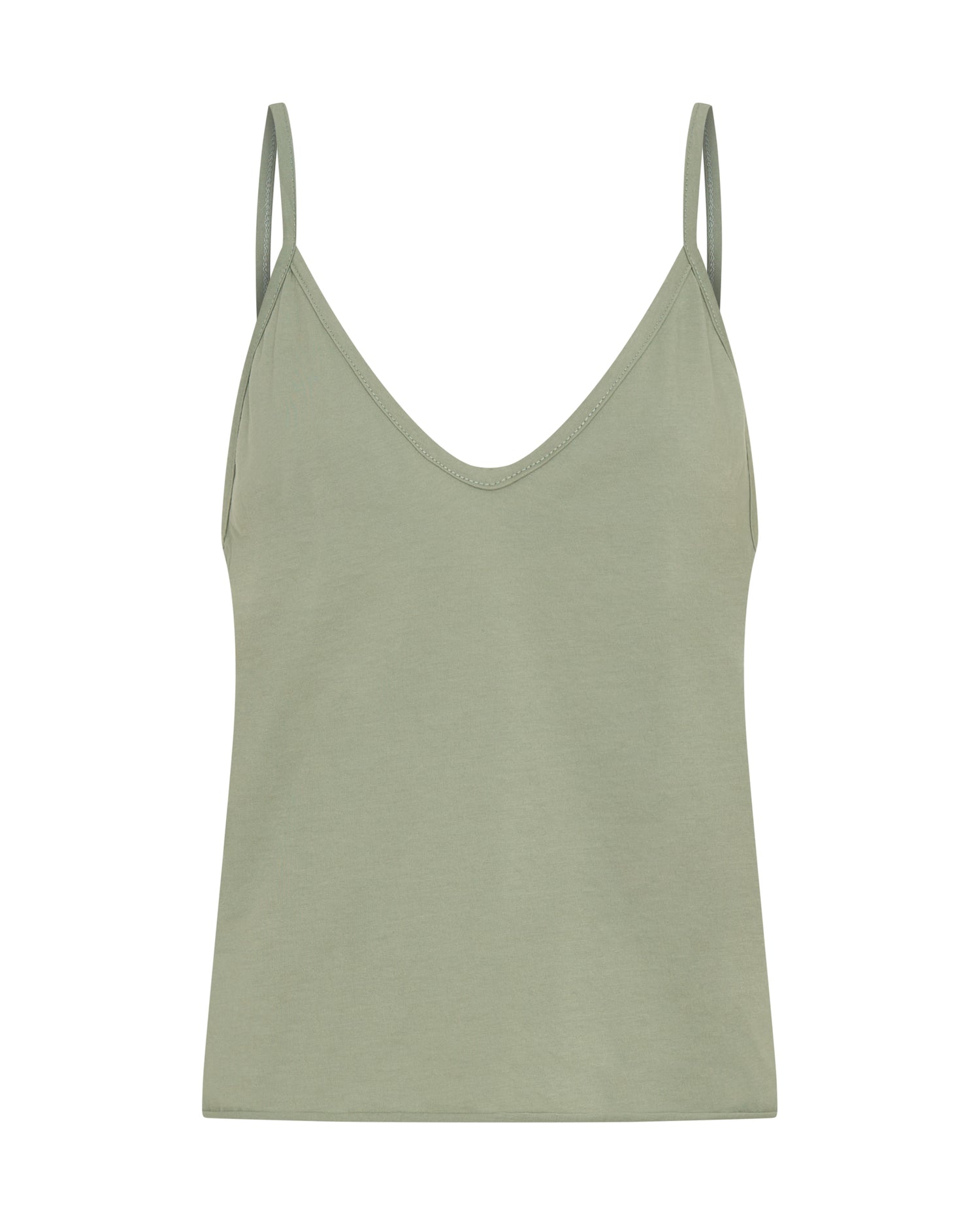 Khaki Edit Deep V Front Cotton Singlet - Khaki
