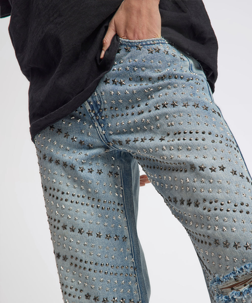Products 25th Anniversary Limited Edition Jackson Mid Waist Wide Leg Studded Denim Jeans - Salty Dog