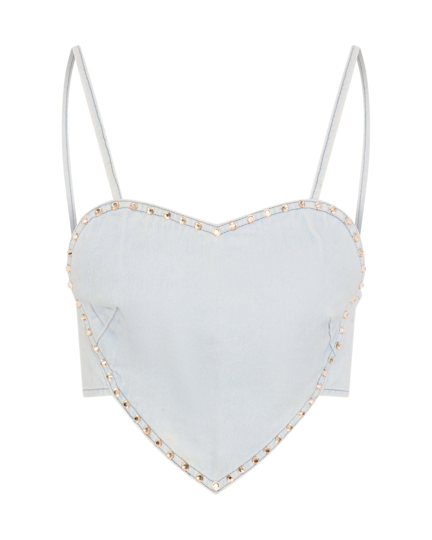 The Festival Shop Denim Heart Backless Crop Top - Le Surf Blue